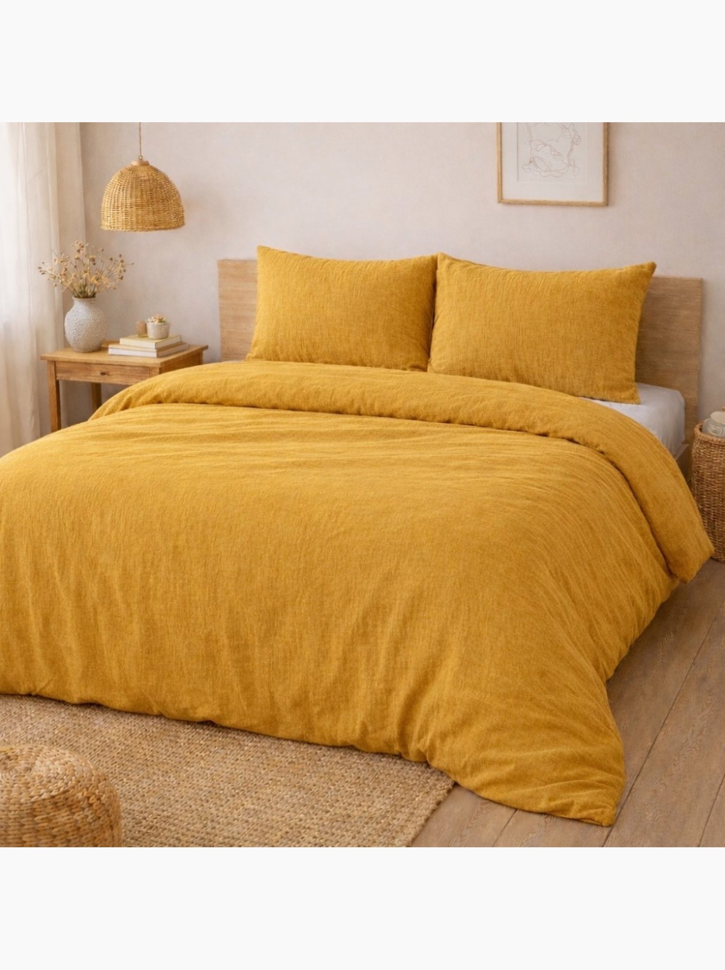 Parure de lit en Gaze de Coton - Promo linge - Jaune