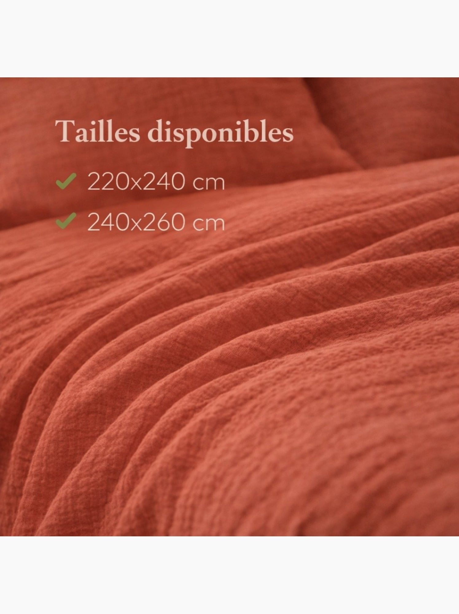 Parure de lit en Gaze de Coton - Promo linge - Terracotta