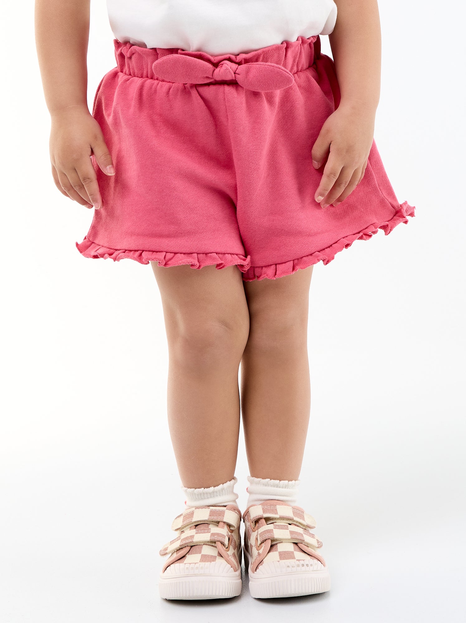 Short volanté avec nœud à la taille - Fuchsia