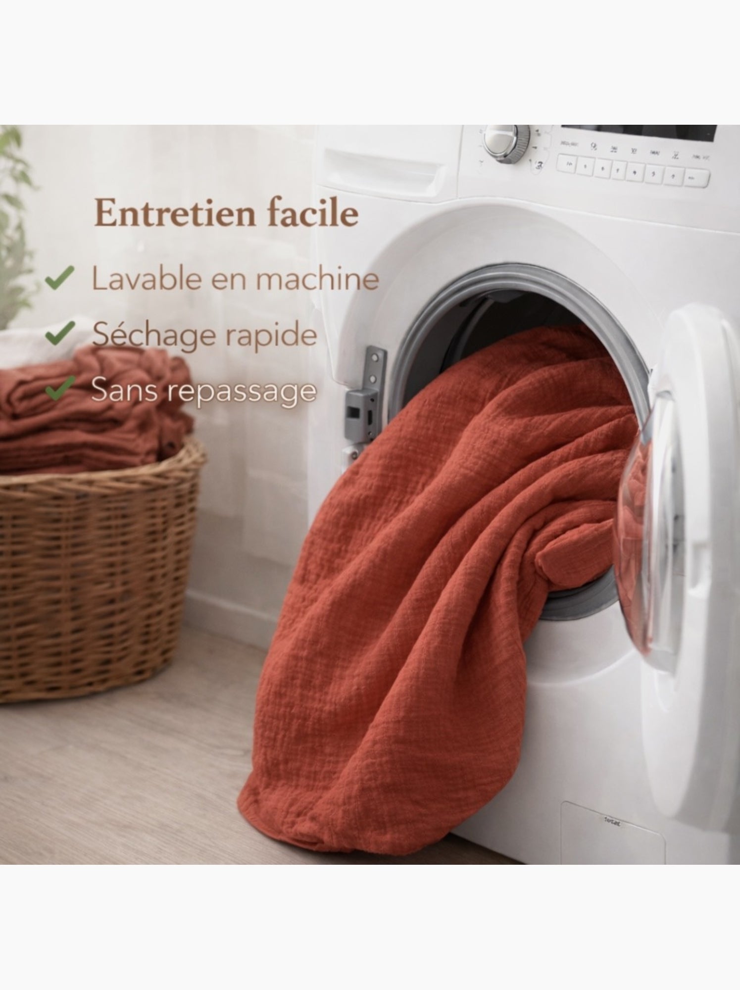 Parure de lit en Gaze de Coton - Promo linge - Terracotta