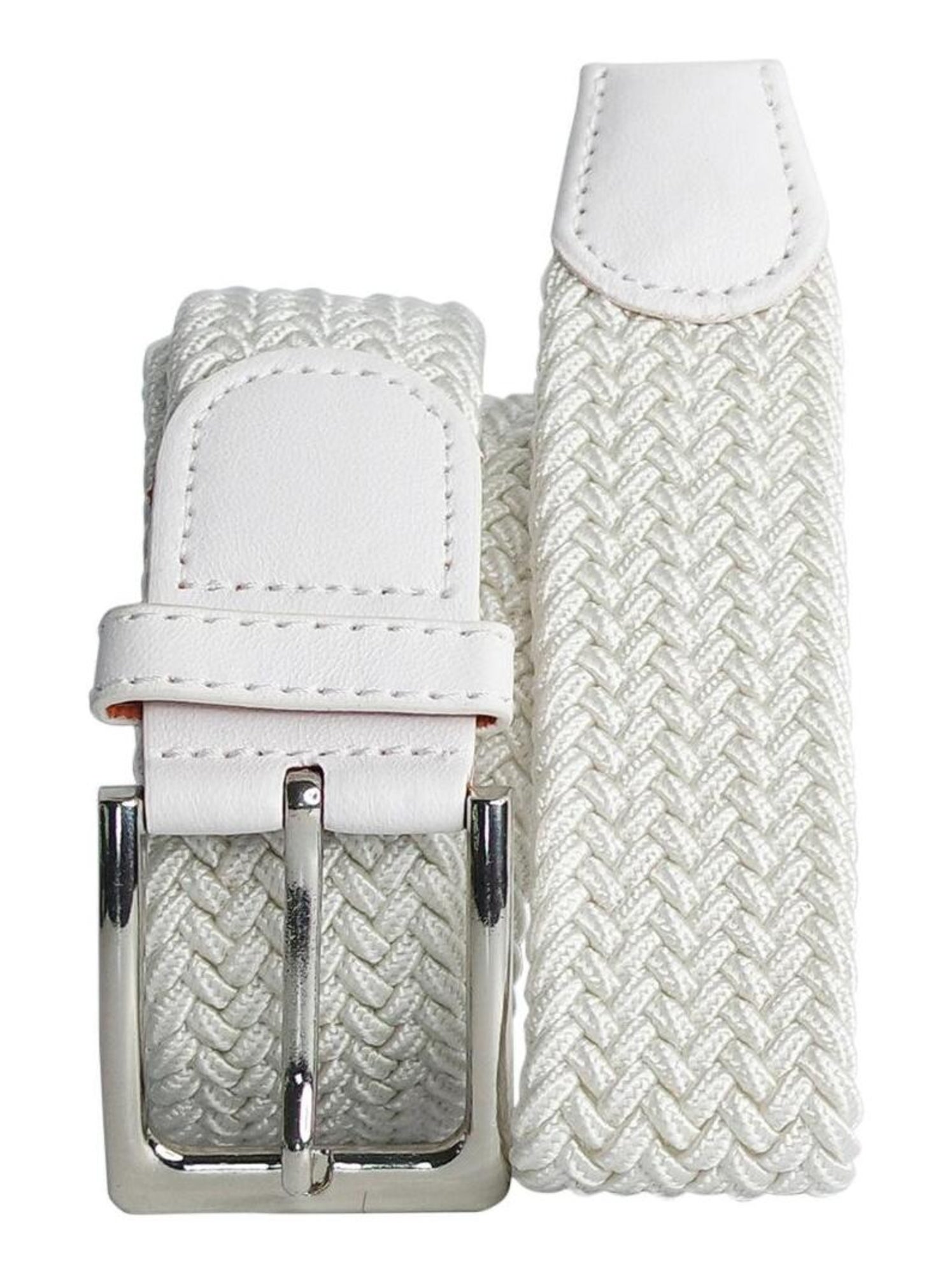 Ceinture élastique 3 cm – finition cuir synthétique ajustable - Blanc Blanc