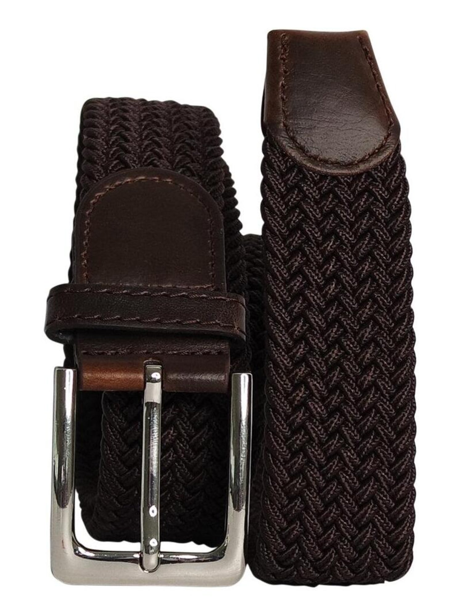 Ceinture élastique 3 cm – finition cuir synthétique ajustable - Marron