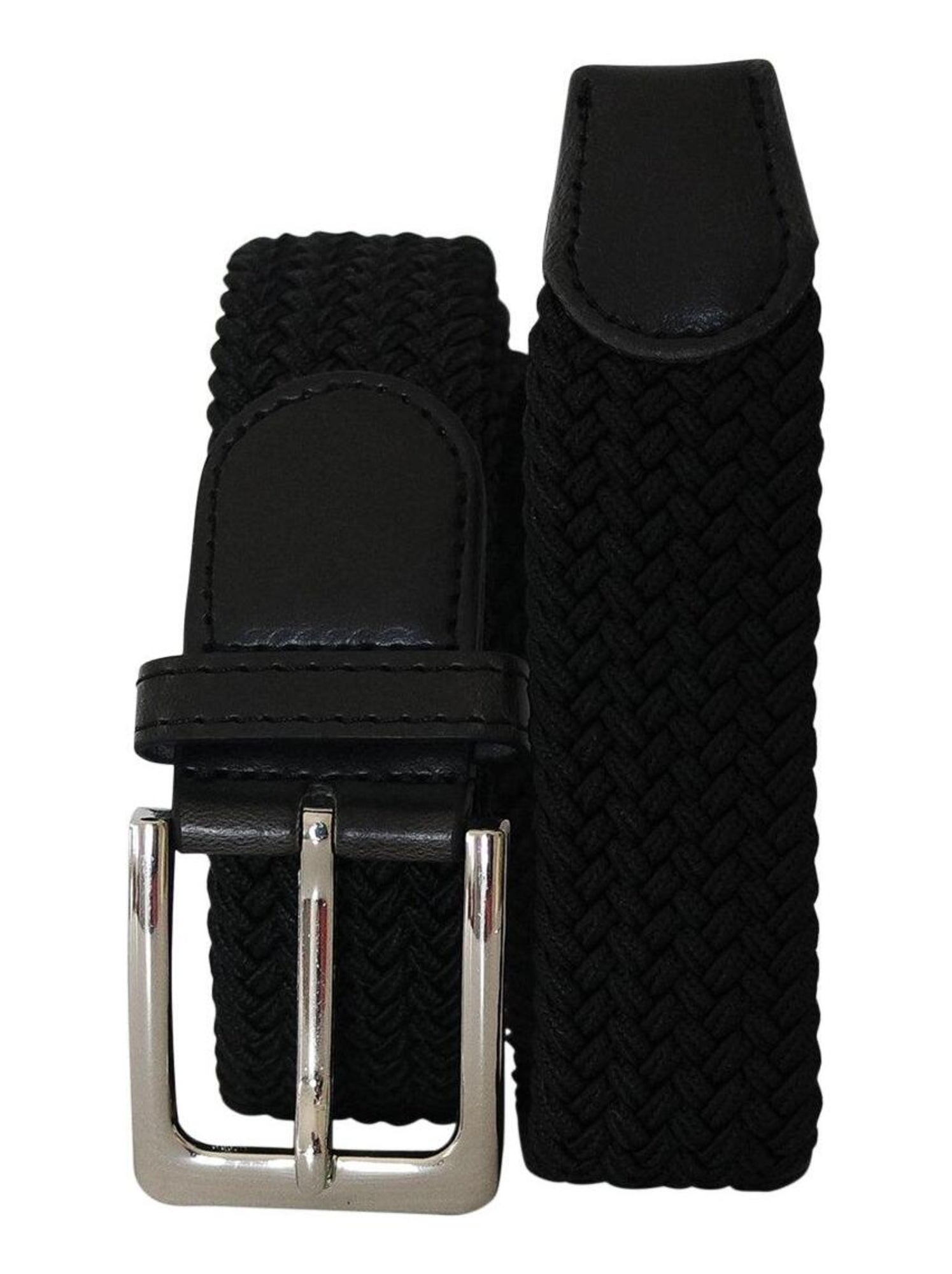 Ceinture élastique 3 cm – finition cuir synthétique ajustable - Noir