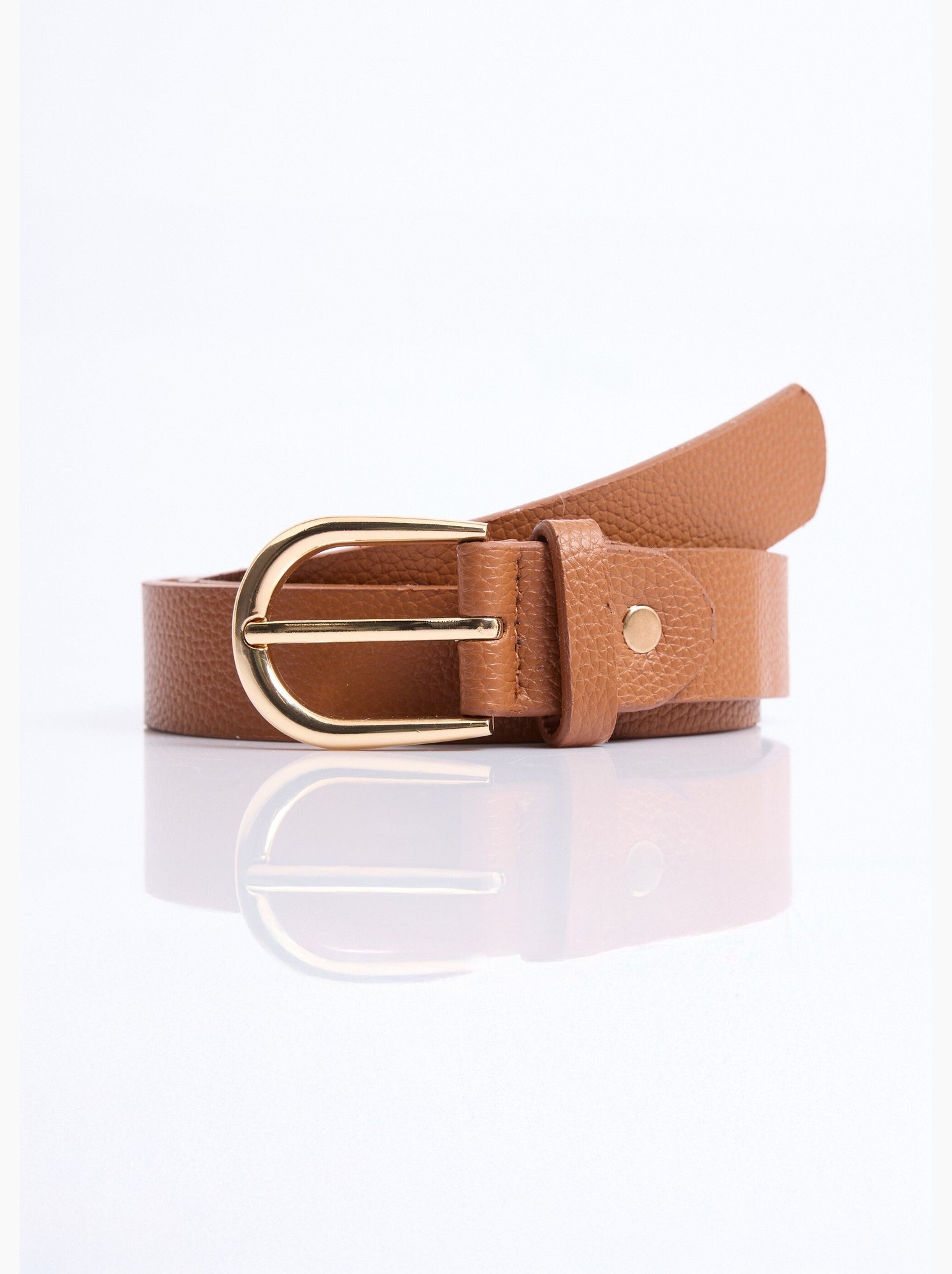 Ceinture en simili cuir aspect grainé - afibel - Cognac