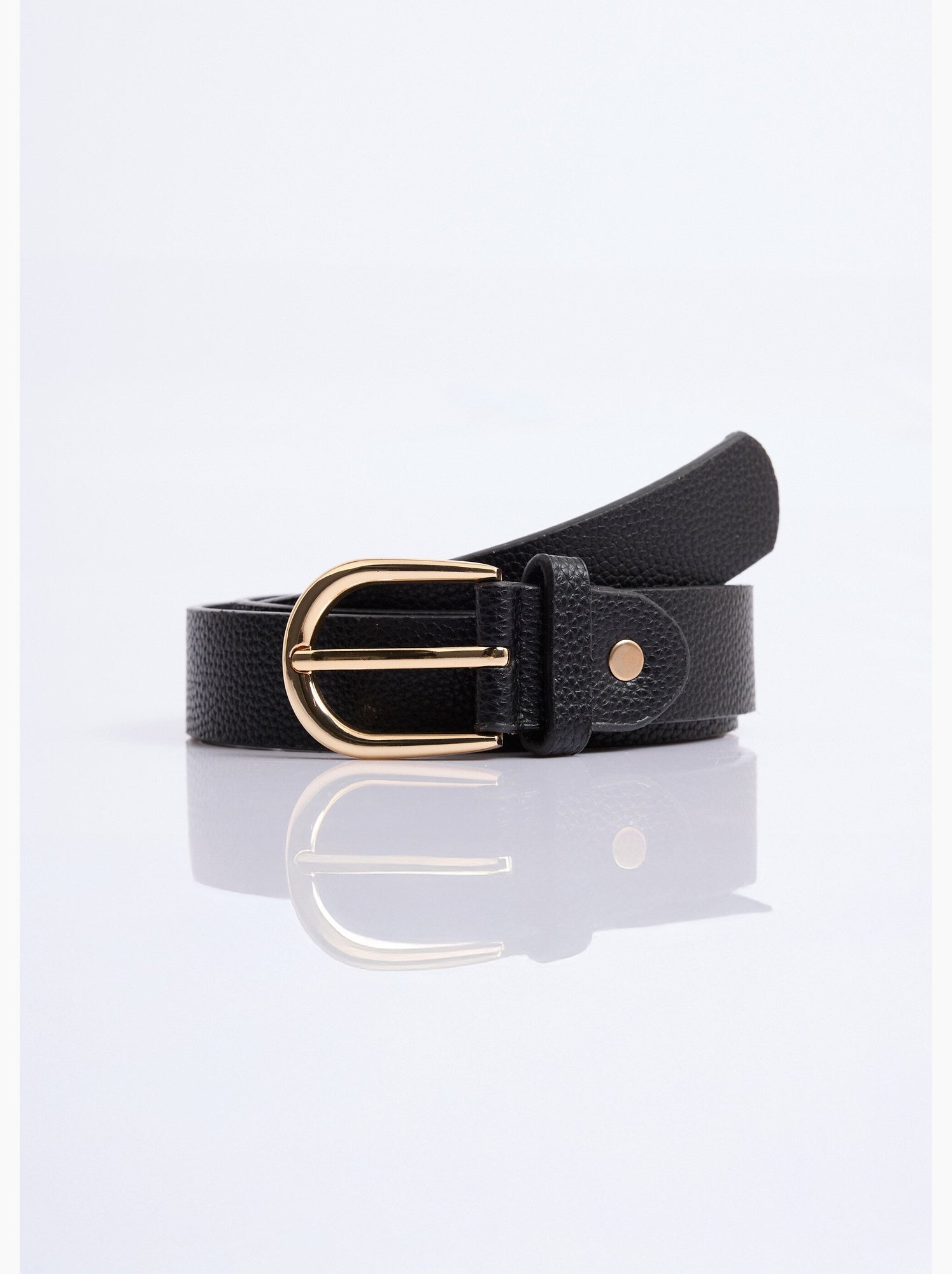 Ceinture en simili cuir aspect grainé - afibel - Noir