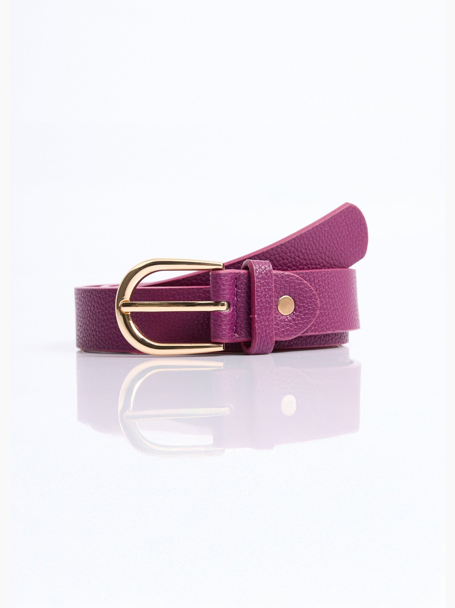 Ceinture en simili cuir aspect grainé - afibel - Prune