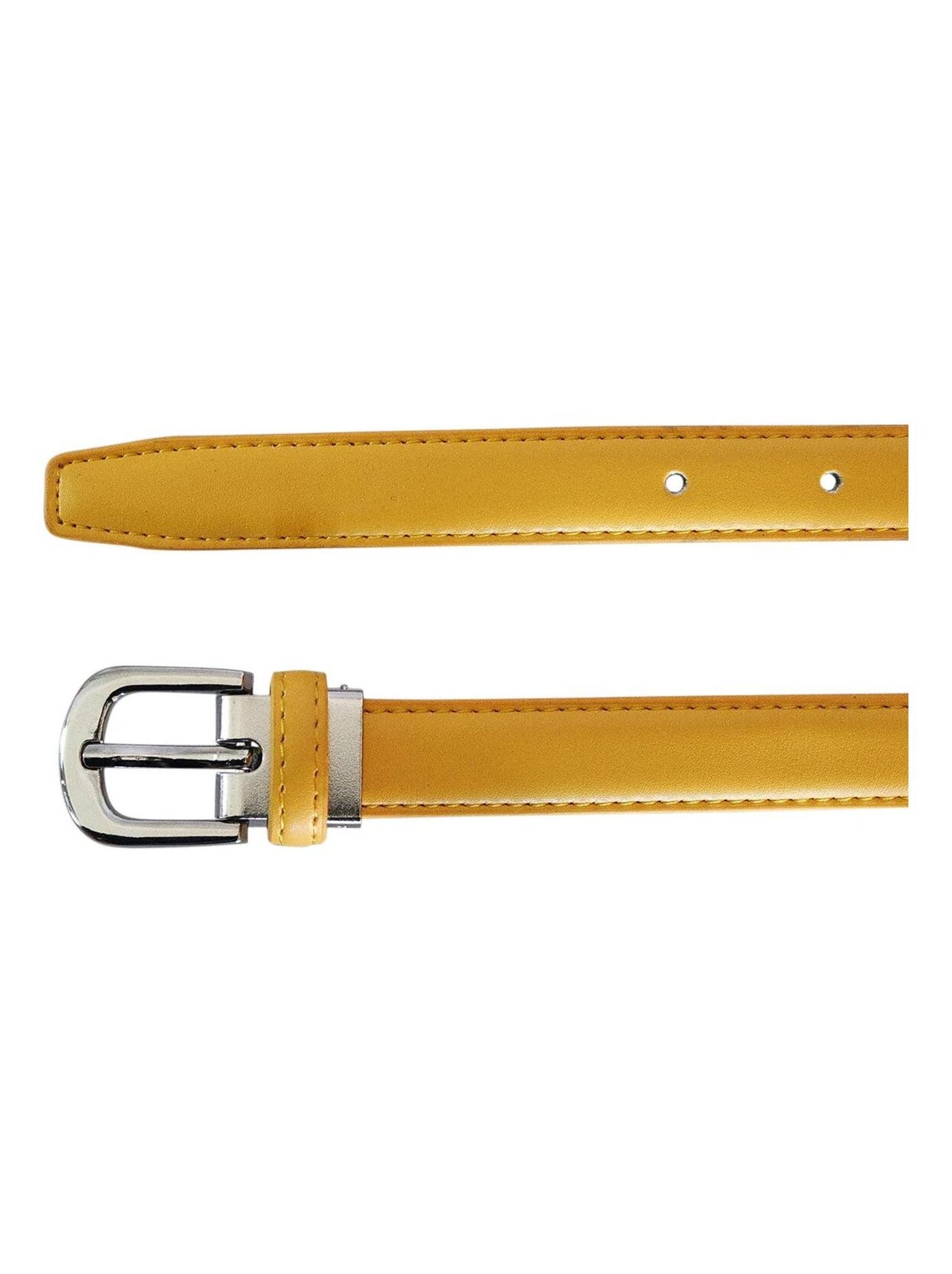 Ceinture fine en cuir ajustable ? ?l?gante - Jaune
