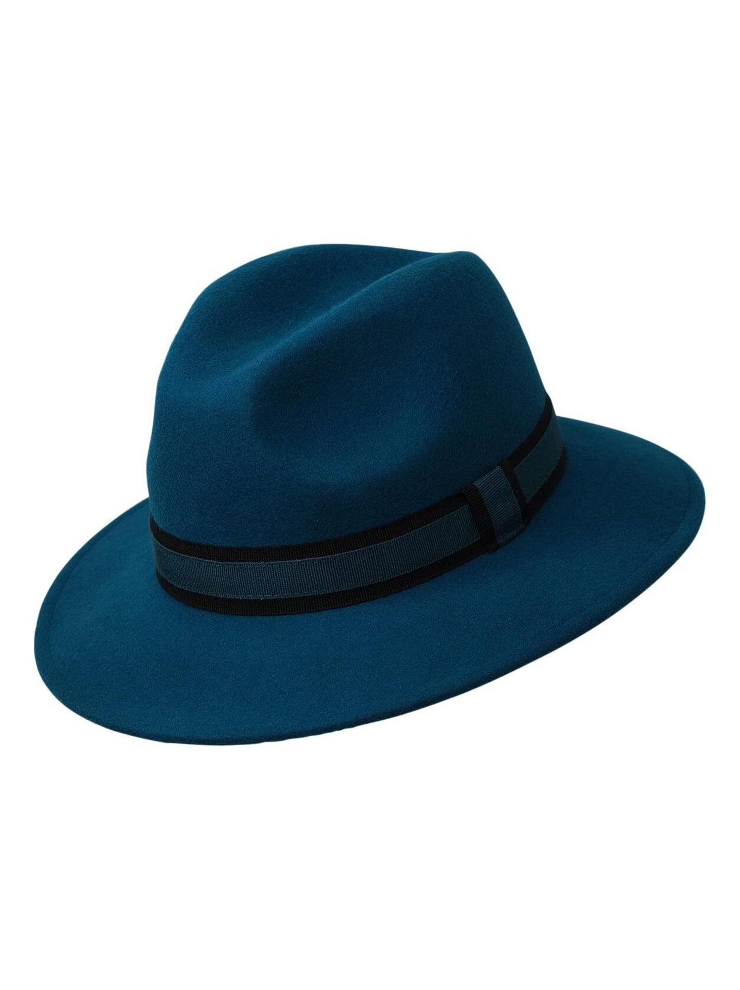 Chapeau fédora 100% laine IDRO - Bleu pétrole