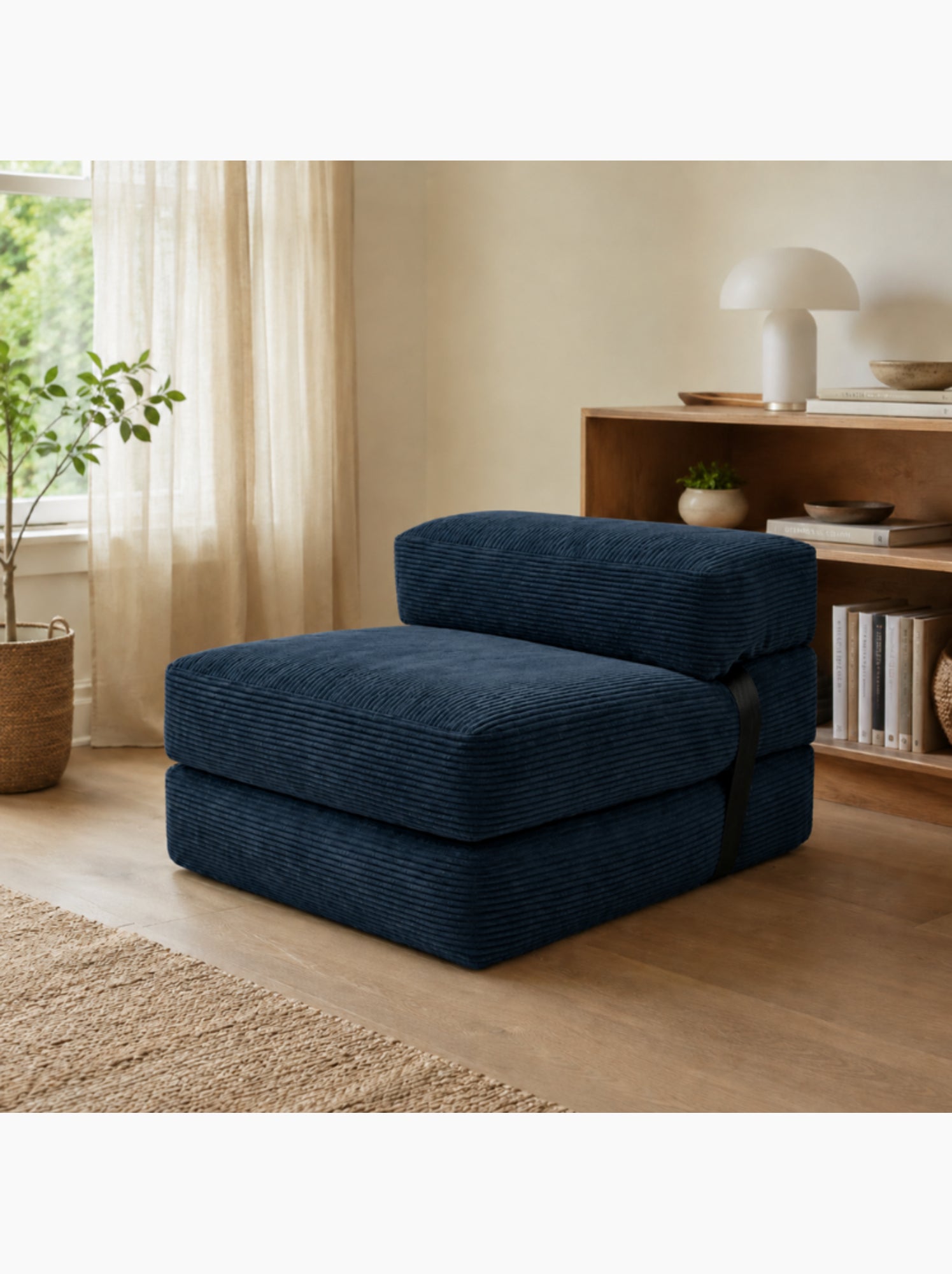 Chauffeuse déhoussable 70x190 cm gris foncé - Bleu foncé