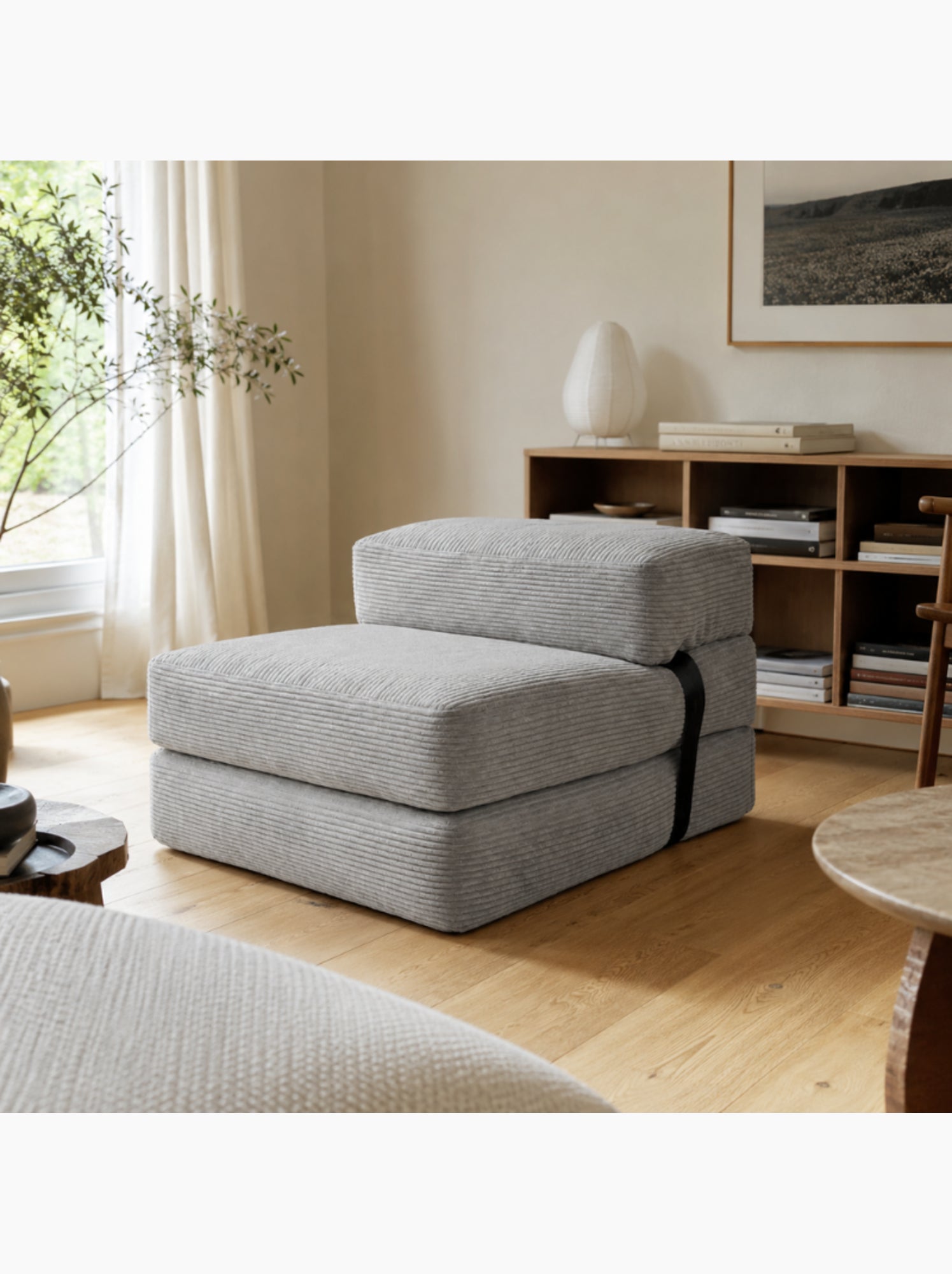 Chauffeuse déhoussable 70x190 cm gris foncé - Gris clair