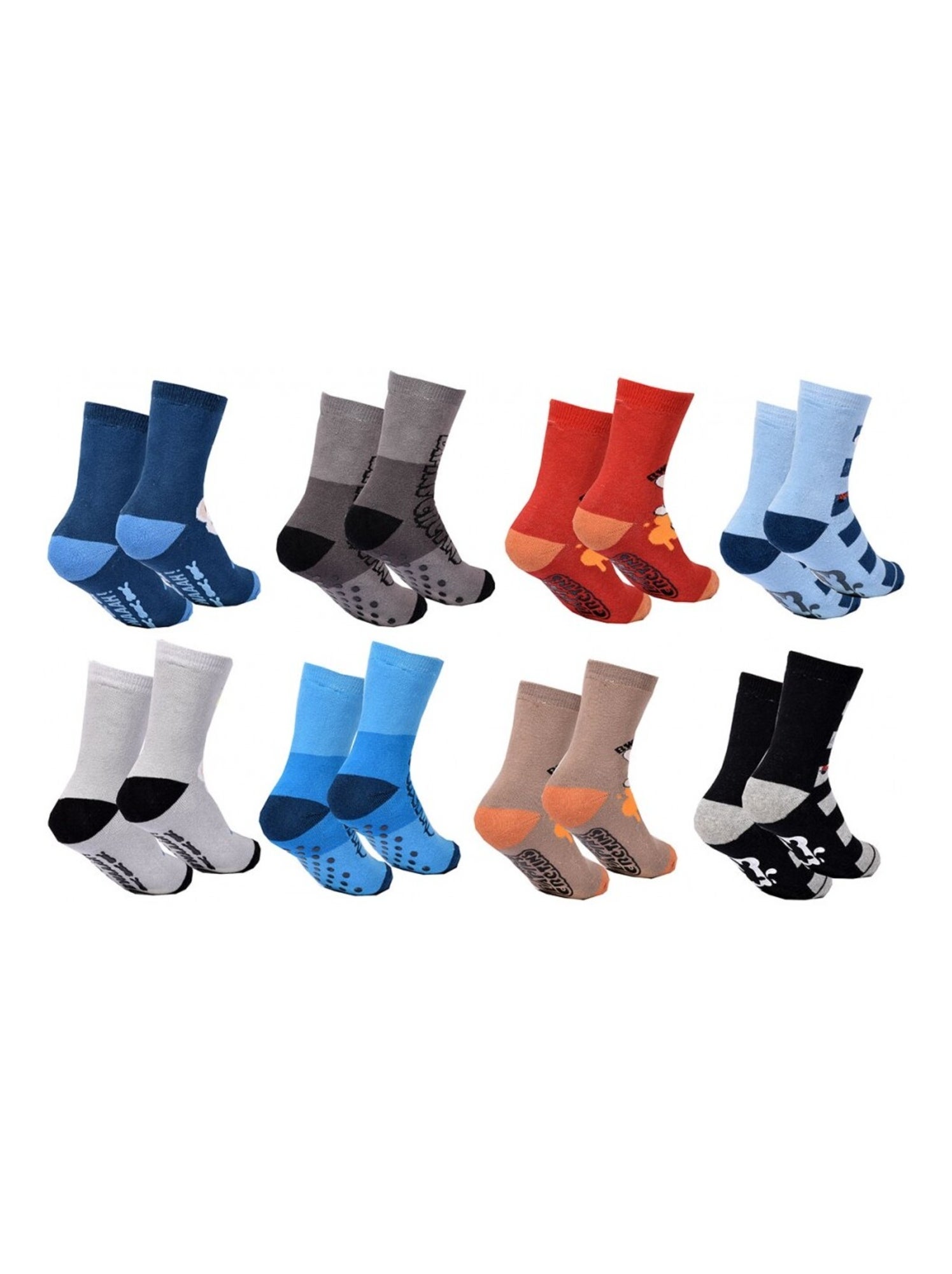 Chaussettes Enfant LAPINS CRETINS ABS Antidérapant - Pack de 8 - Noir Multicolore Gris