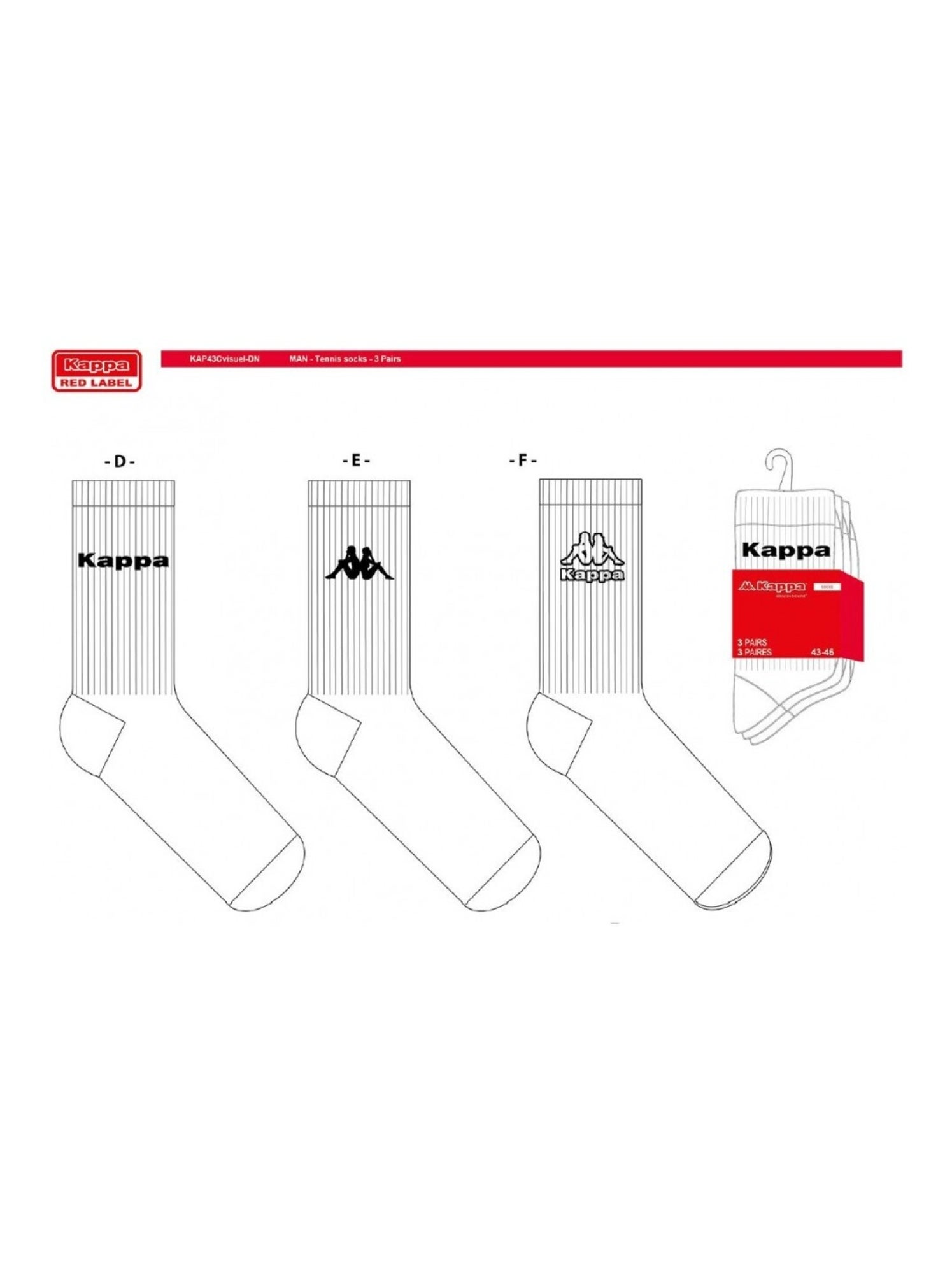 Chaussettes Homme CREW KAPPA - Pack de 6 - Blanc Blanc