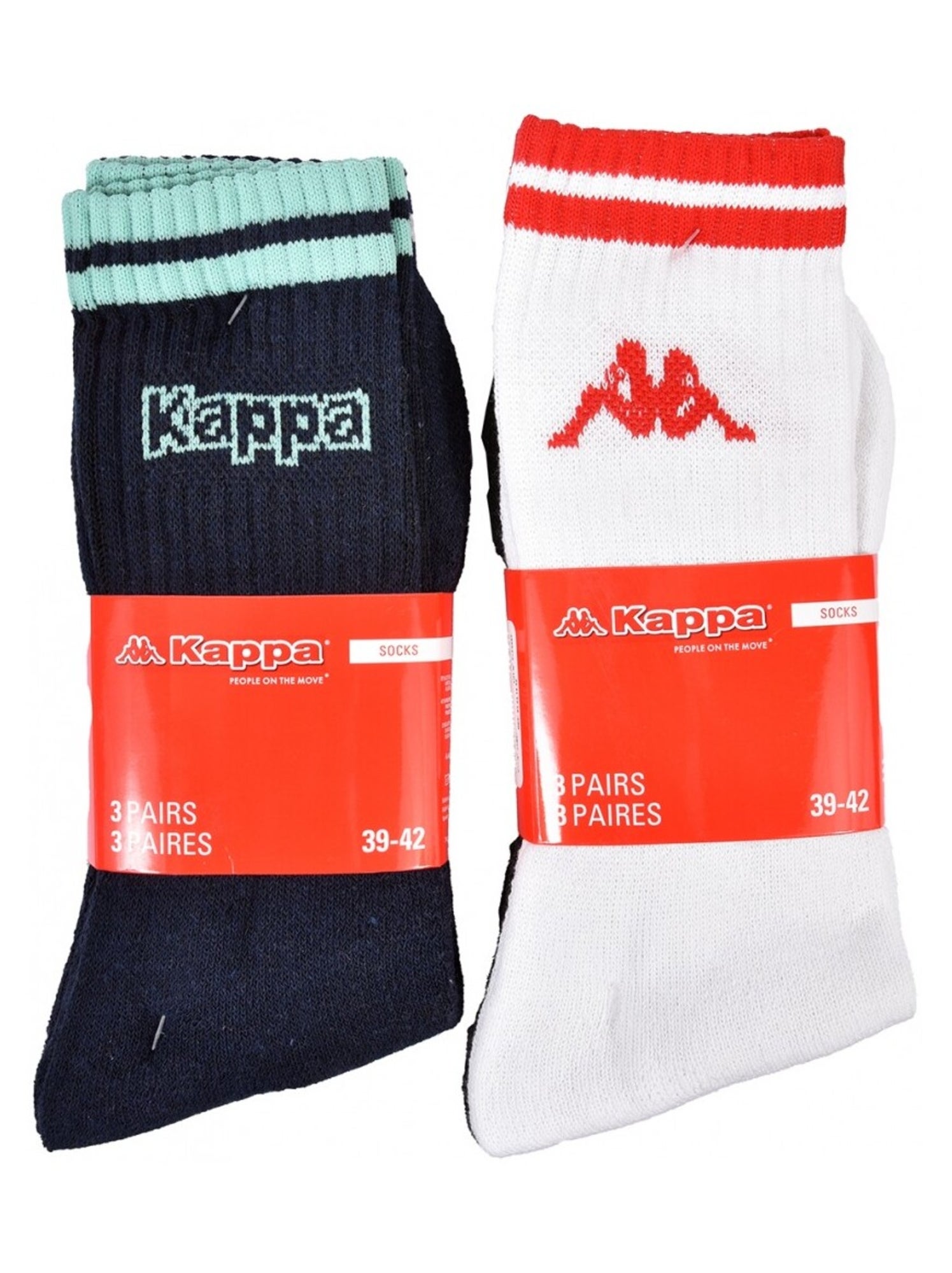 Chaussettes Homme CREW KAPPA - Pack de 6 - Blanc Multicolore Gris