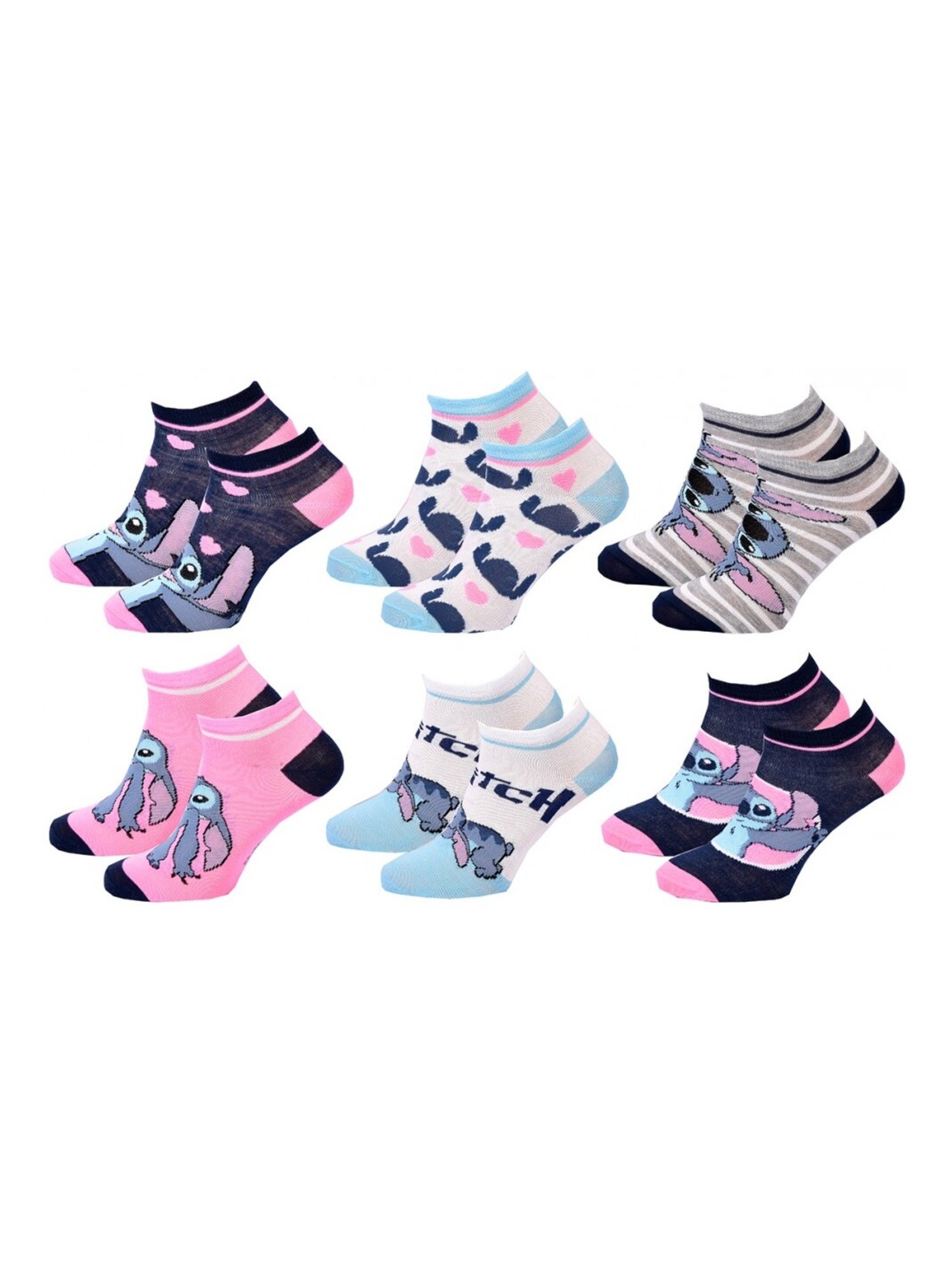 Chaussettes Pack Fille DISNEY LILO ET STITCH Pack de 6 - Bleu Multicolore Blanc