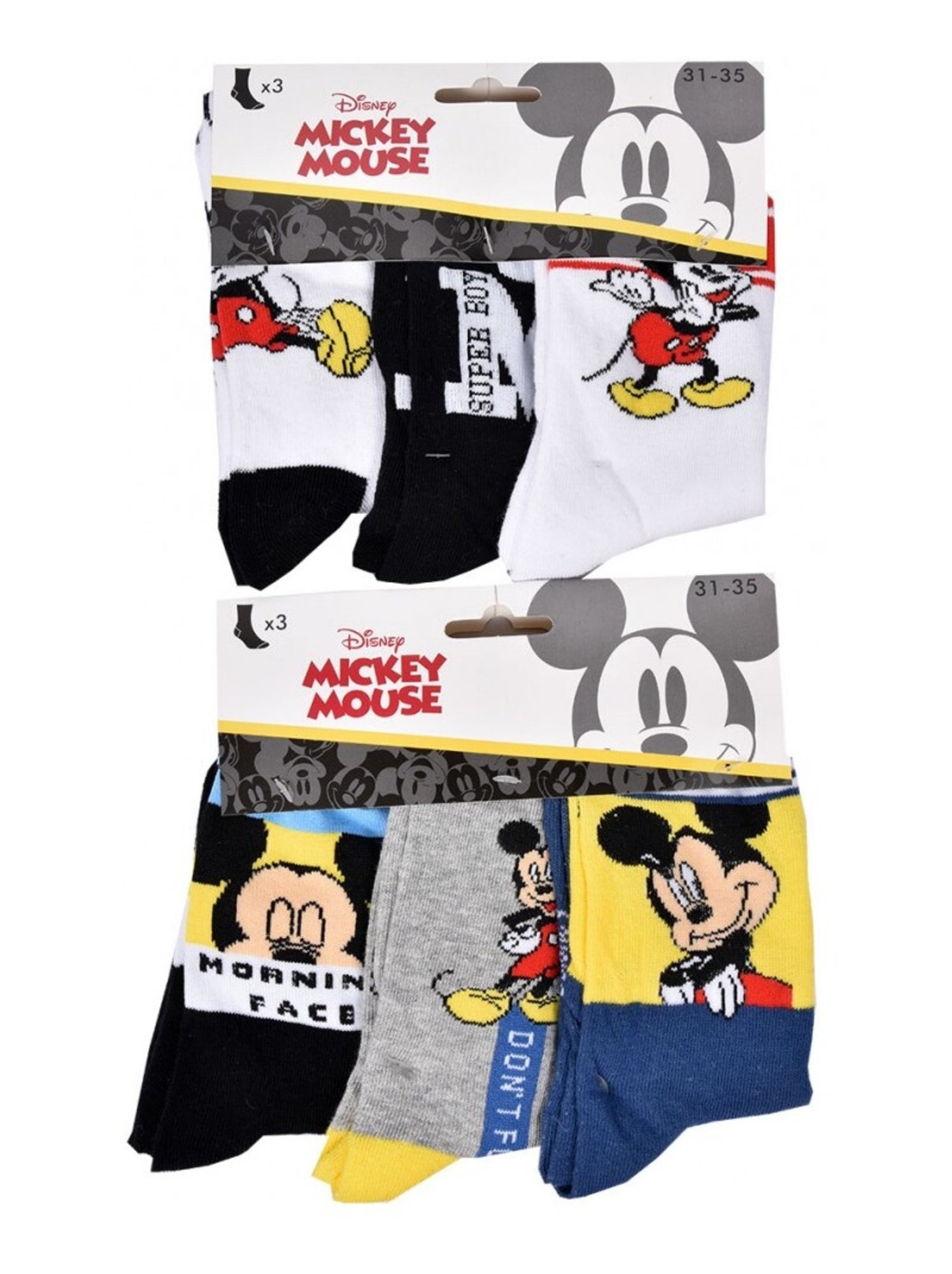 Chaussettes Pack Garçon DISNEY MICKEY MOUSE - Pack de 6 - Blanc Multicolore Noir