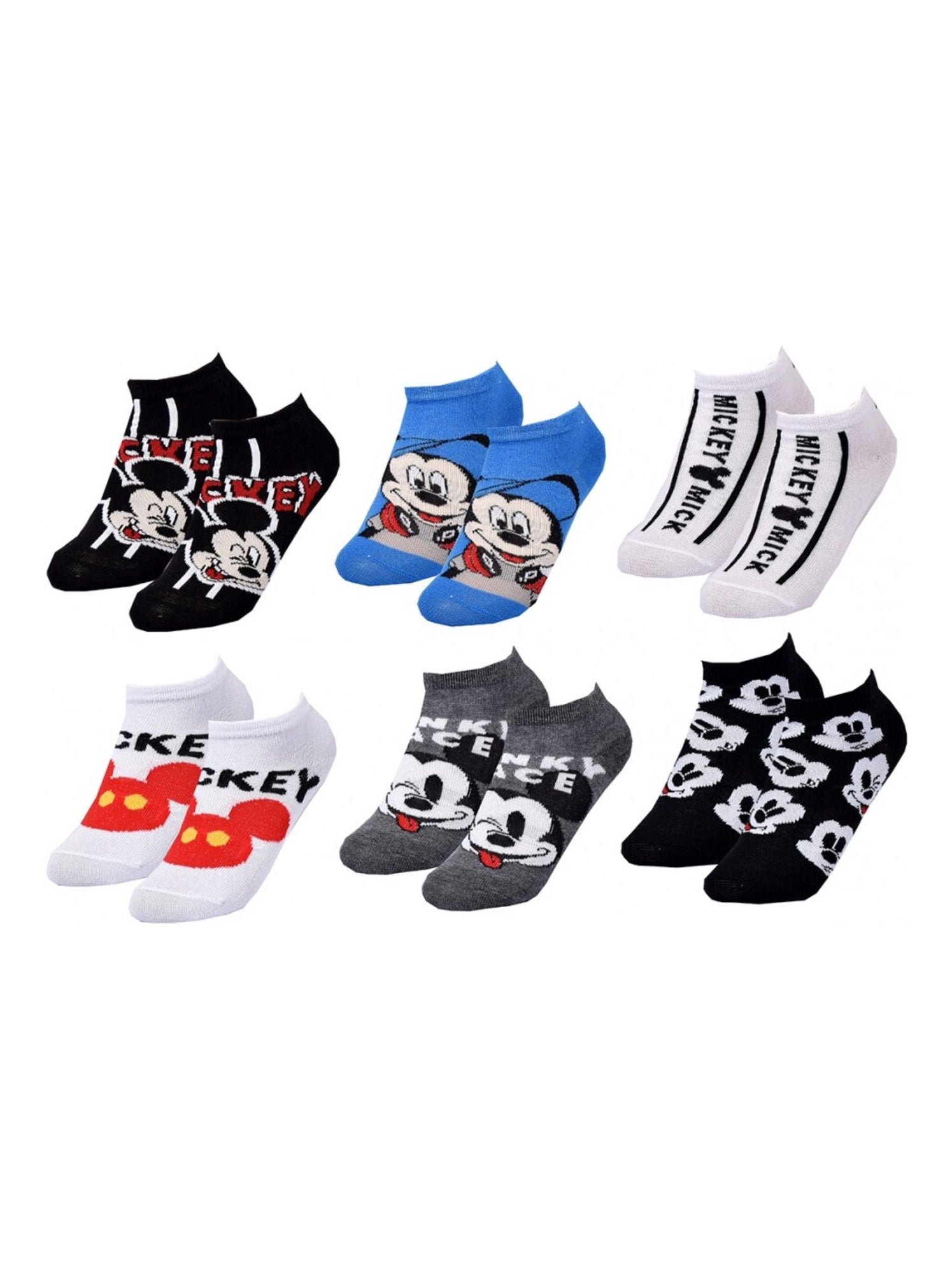 Chaussettes Pack Garçon DISNEY MICKEY MOUSE - Pack de 6 - Noir Gris Blanc Bleu