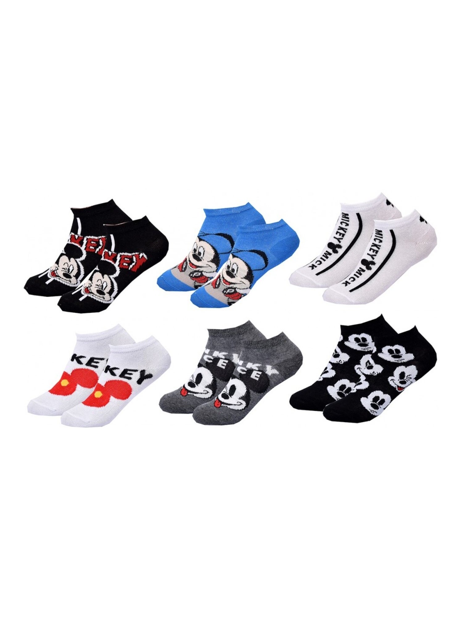 Chaussettes Pack Garçon DISNEY MICKEY MOUSE - Pack de 6 - Noir Gris Blanc Bleu