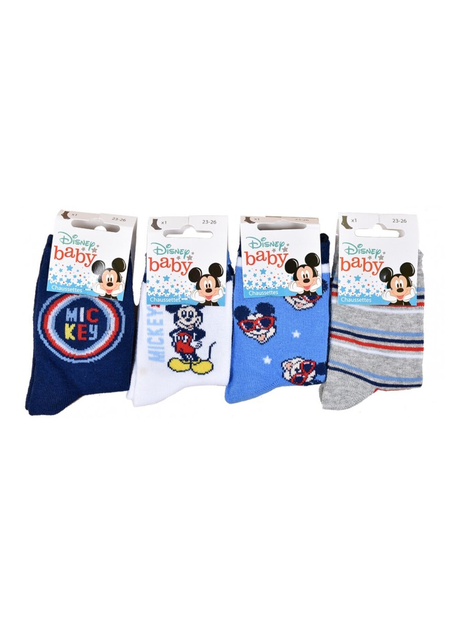 Chaussettes Pack Garçon DISNEY MICKEY MOUSE - Pack de 8 - Blanc Bleu marine Gris