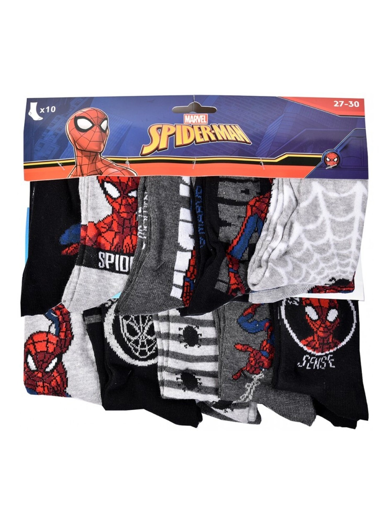 Chaussettes Pack Garçon DISNEY SPIDERMAN - Pack de 10 - Noir Multicolore Gris