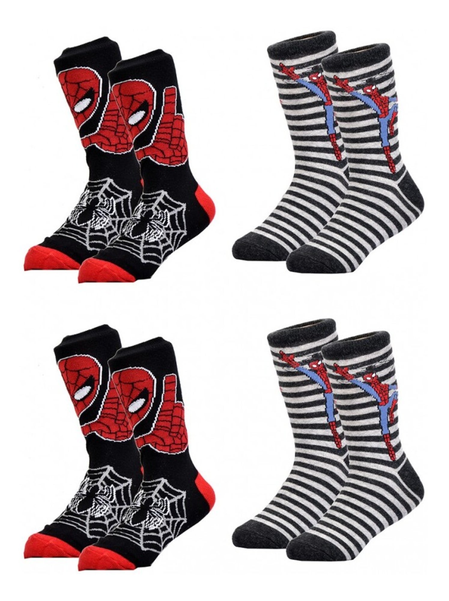 Chaussettes Pack Garçon DISNEY SPIDERMAN - Pack de 4 - Noir Gris anthracite Noir