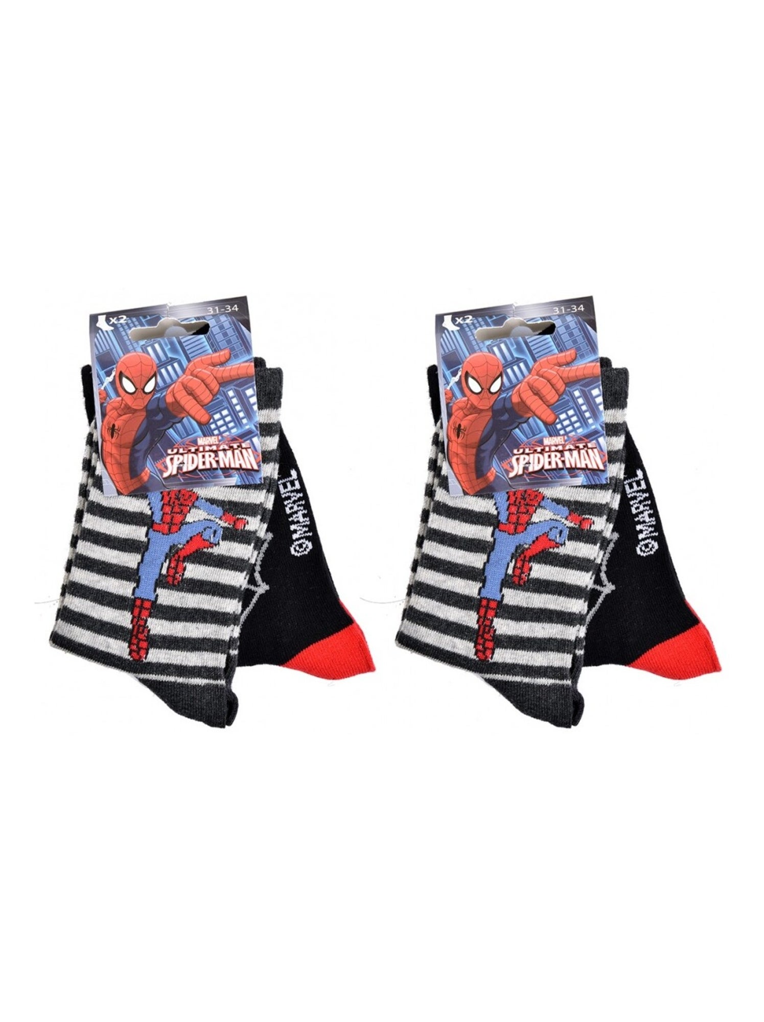 Chaussettes Pack Garçon DISNEY SPIDERMAN - Pack de 4 - Noir Gris anthracite Noir