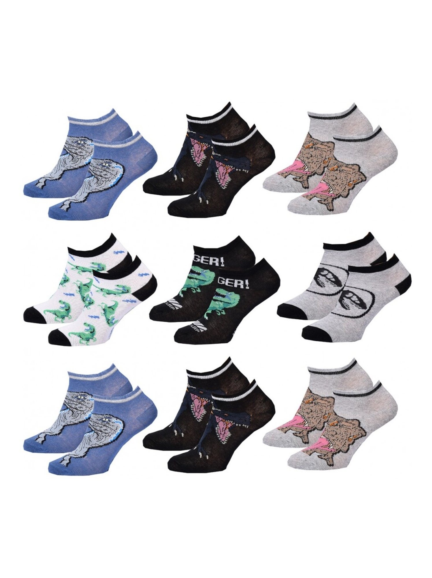Chaussettes Pack Garçon JURASSIC WORLD - Pack de 9 - Bleu Noir Gris