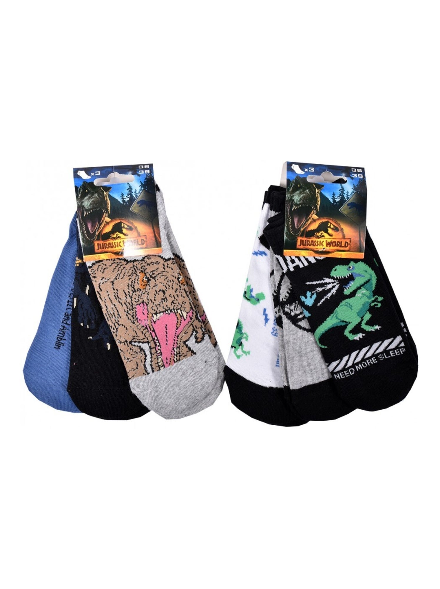 Chaussettes Pack Garçon JURASSIC WORLD - Pack de 9 - Bleu Noir Gris