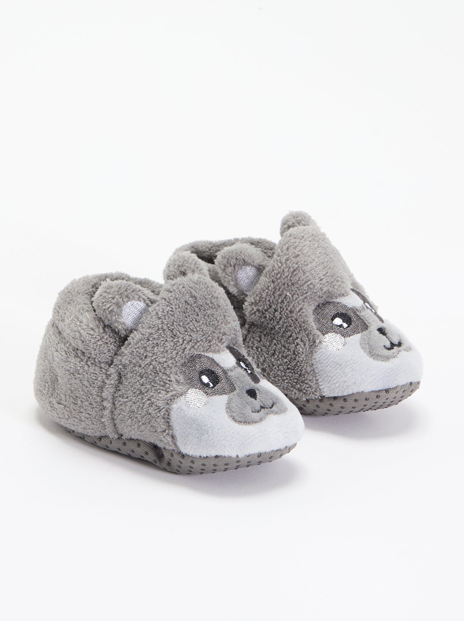 Chaussons animaux chauds - Gris