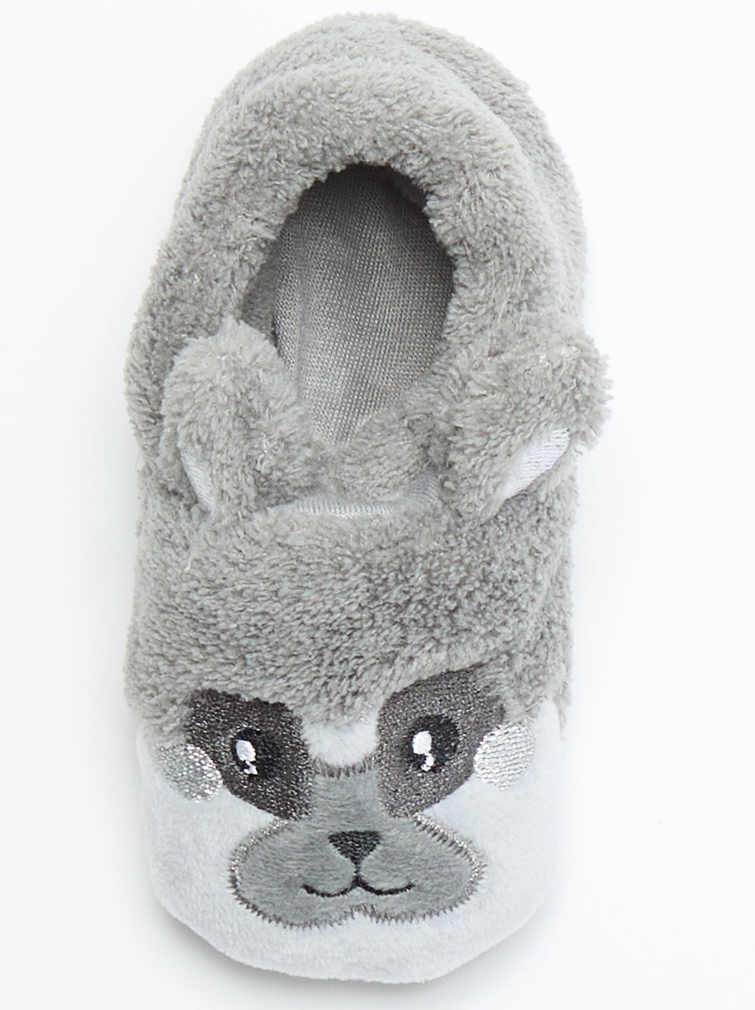 Chaussons animaux chauds - Gris