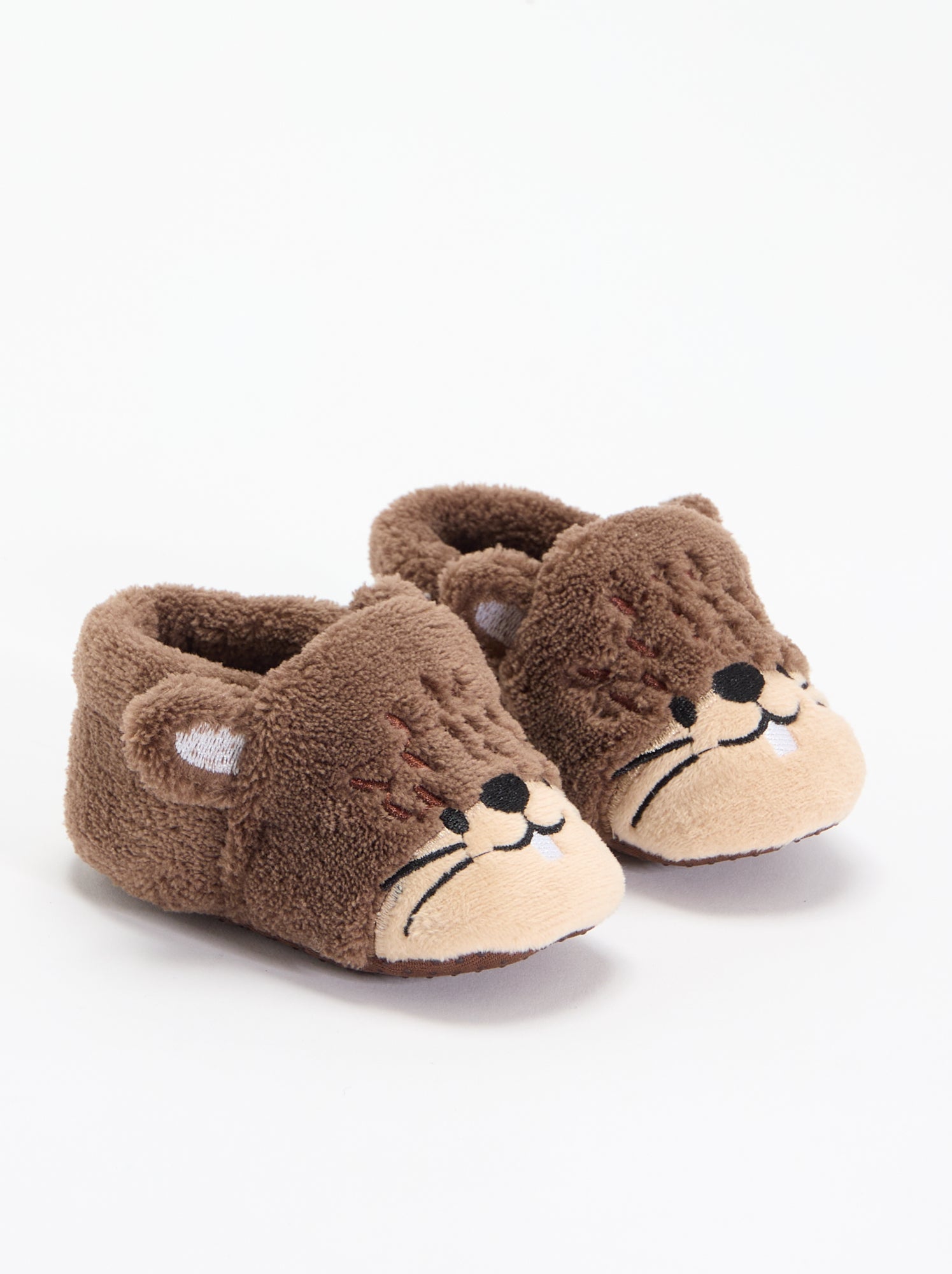 Chaussons animaux chauds - Marron