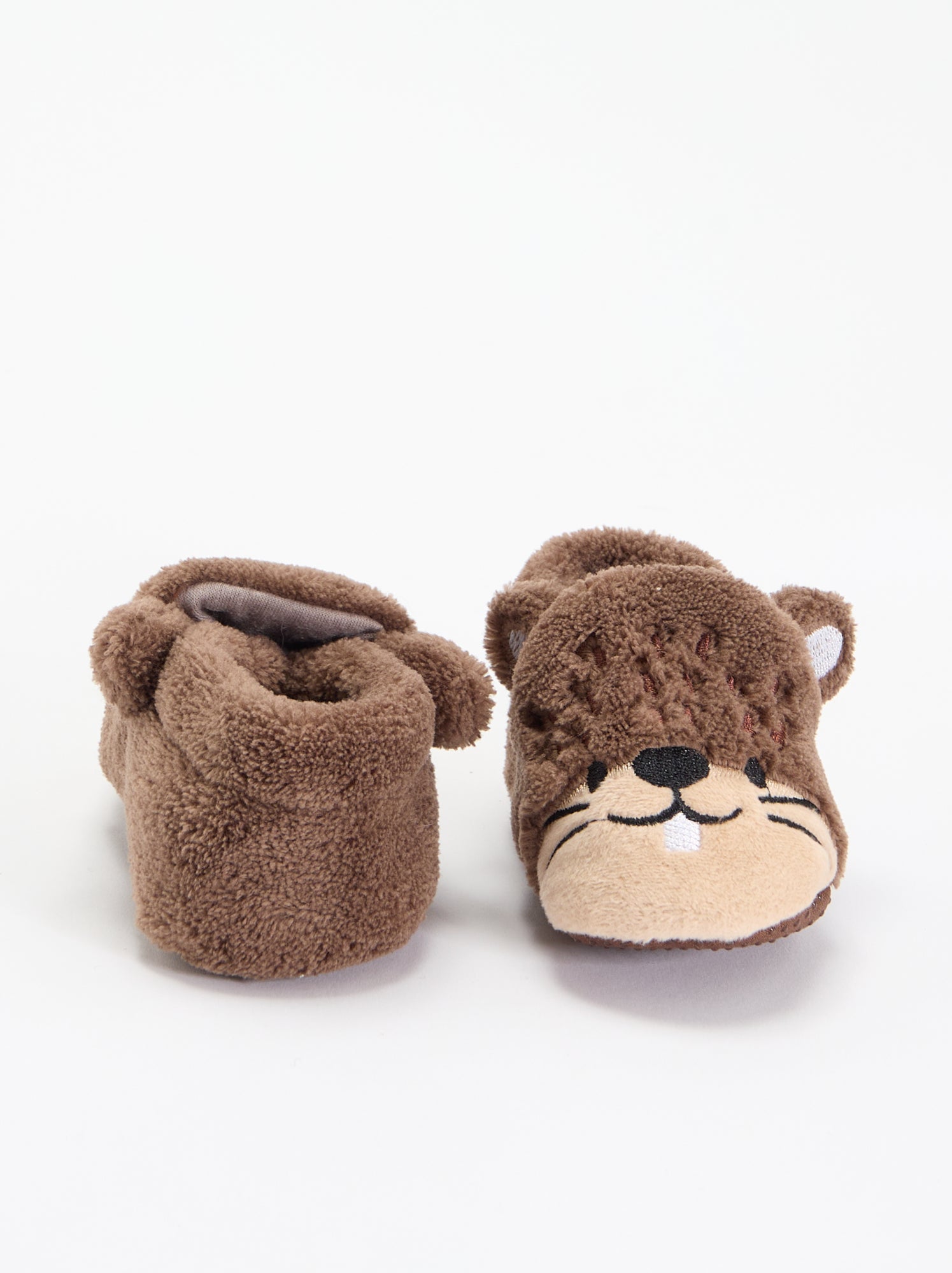 Chaussons animaux chauds - Marron