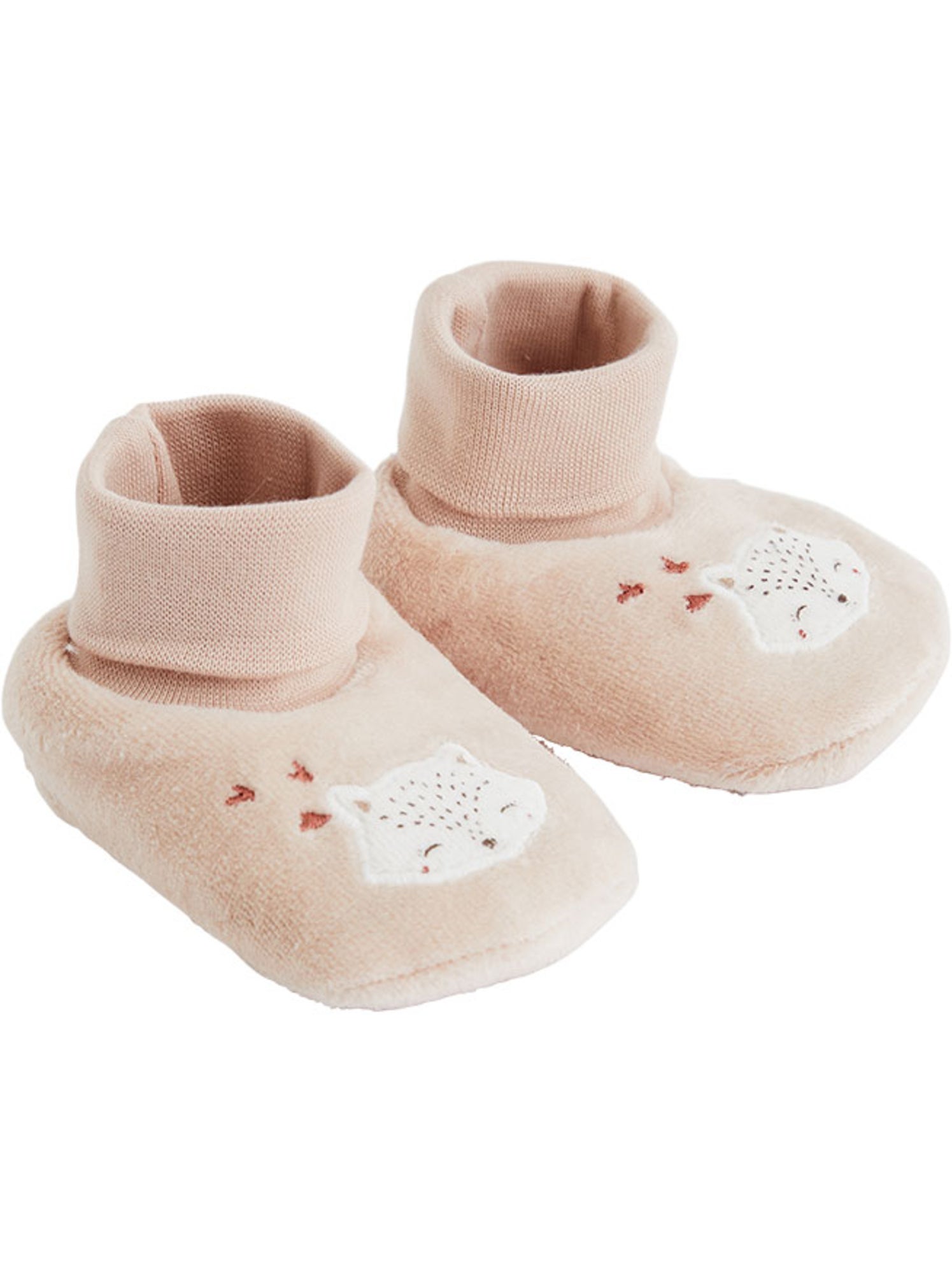 Chaussons bébé en velours doucette - Rose