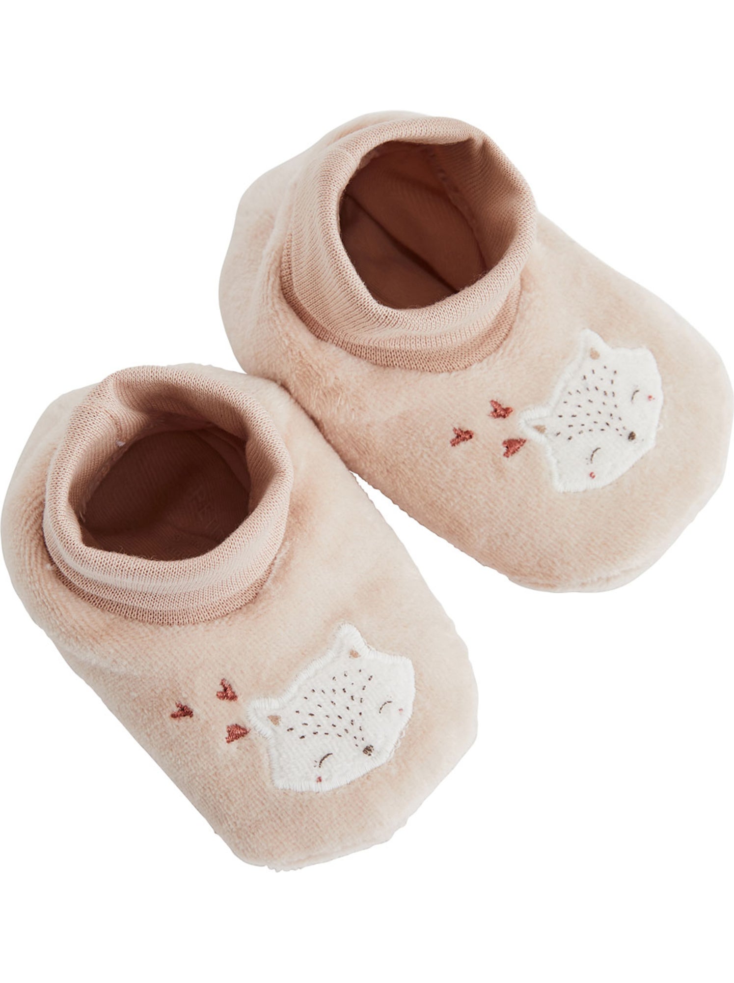 Chaussons bébé en velours doucette - Rose