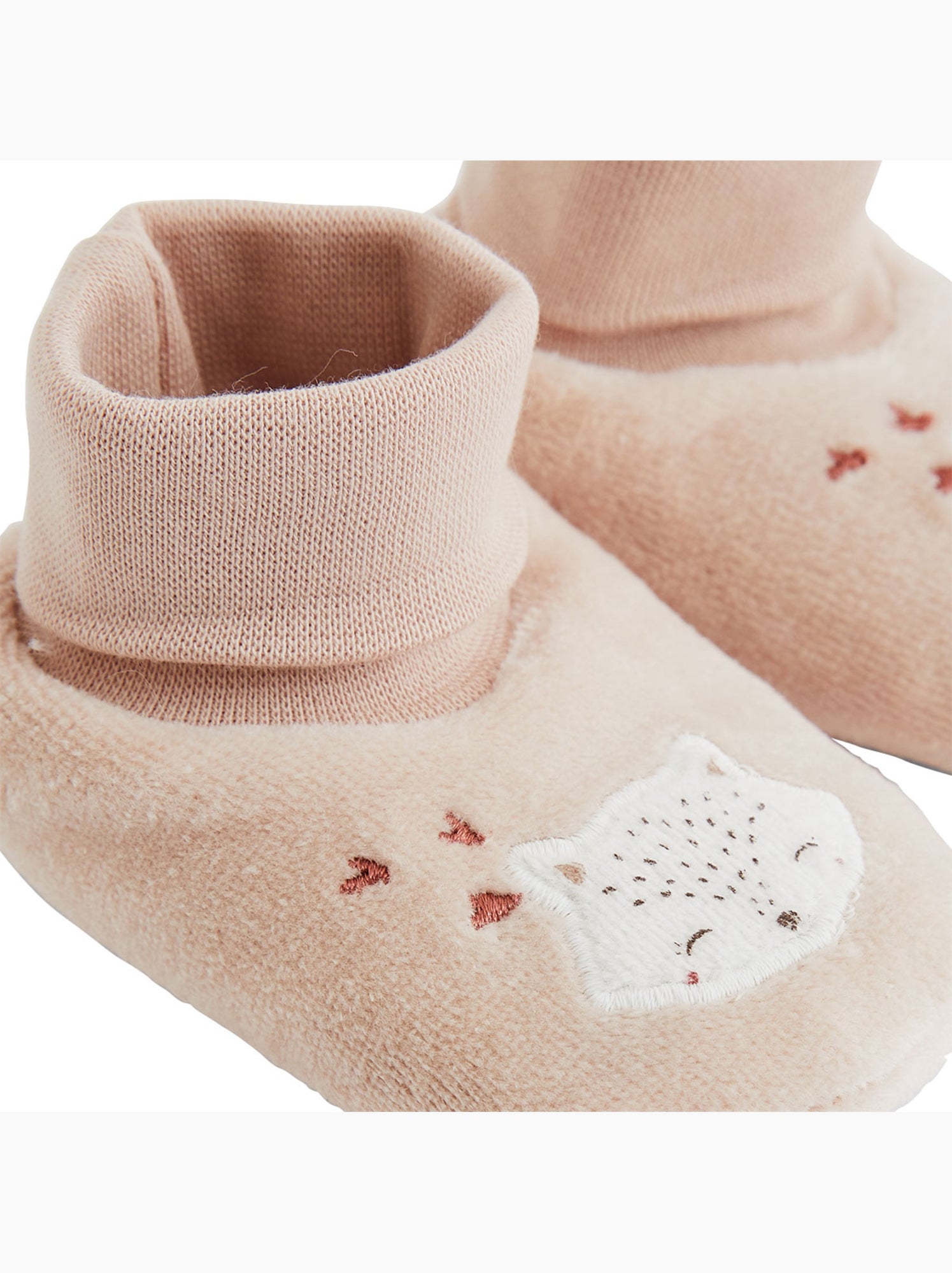 Chaussons bébé en velours doucette - Rose