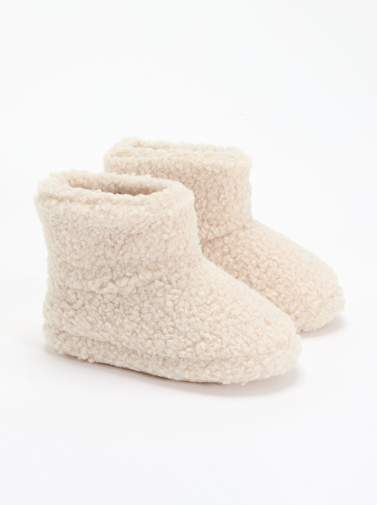 Chaussons boots effet moutonné - Beige