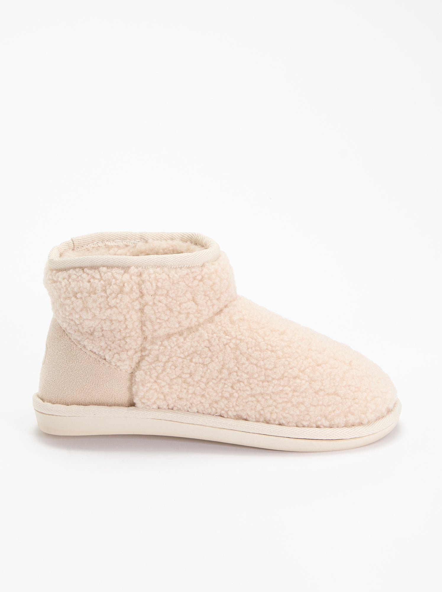 Chaussons boots effet moutonné - Blanc