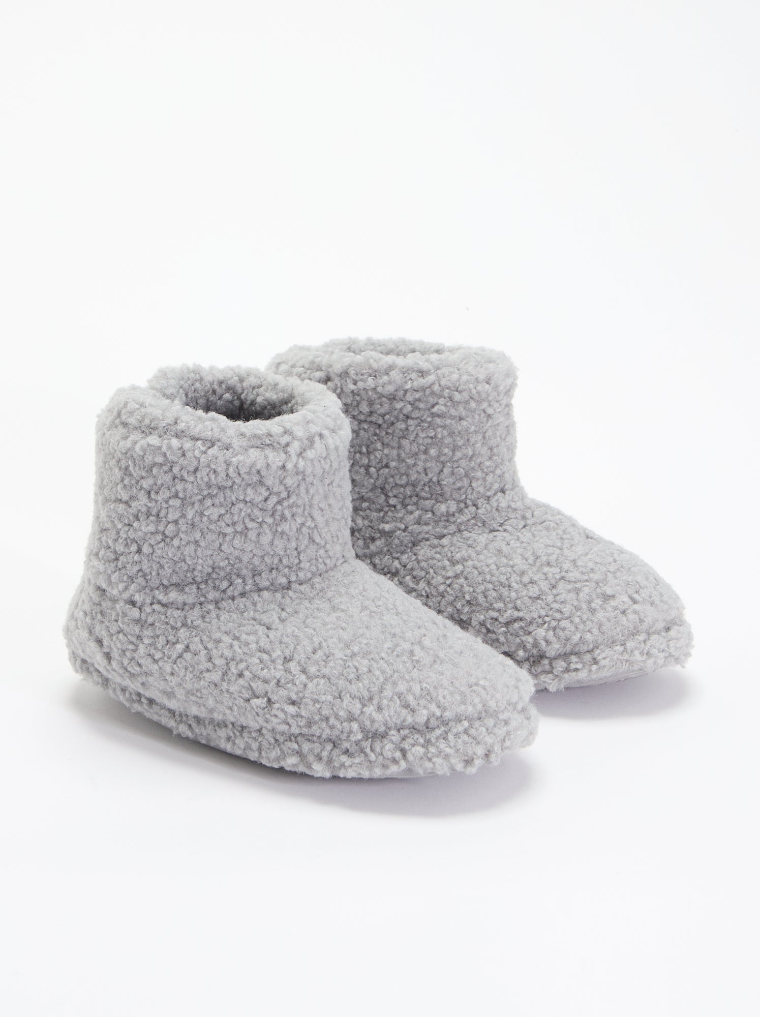 Chaussons boots effet moutonné - Gris