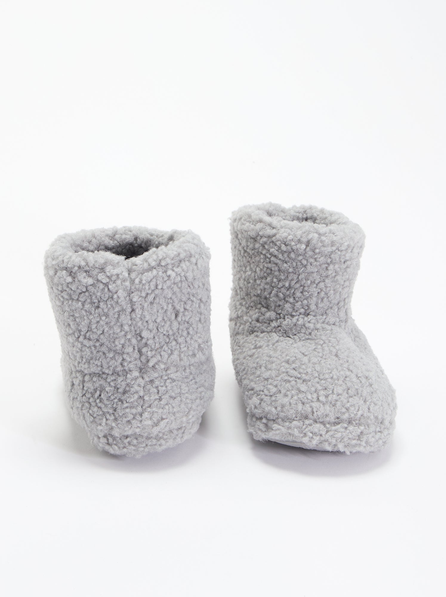 Chaussons boots effet moutonné - Gris