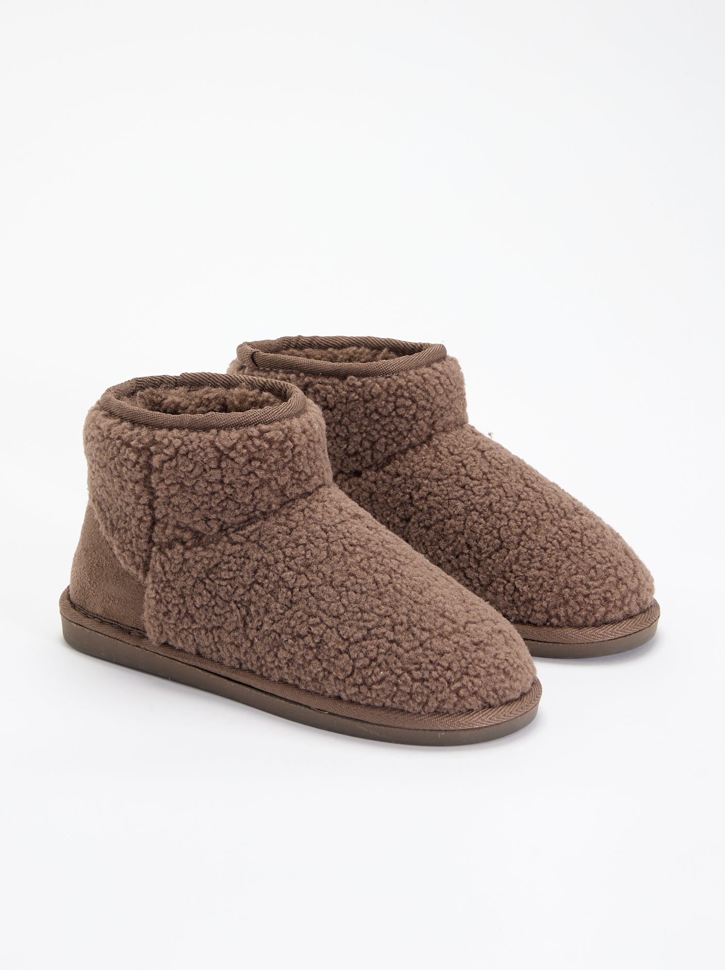 Chaussons boots effet moutonné - Marron