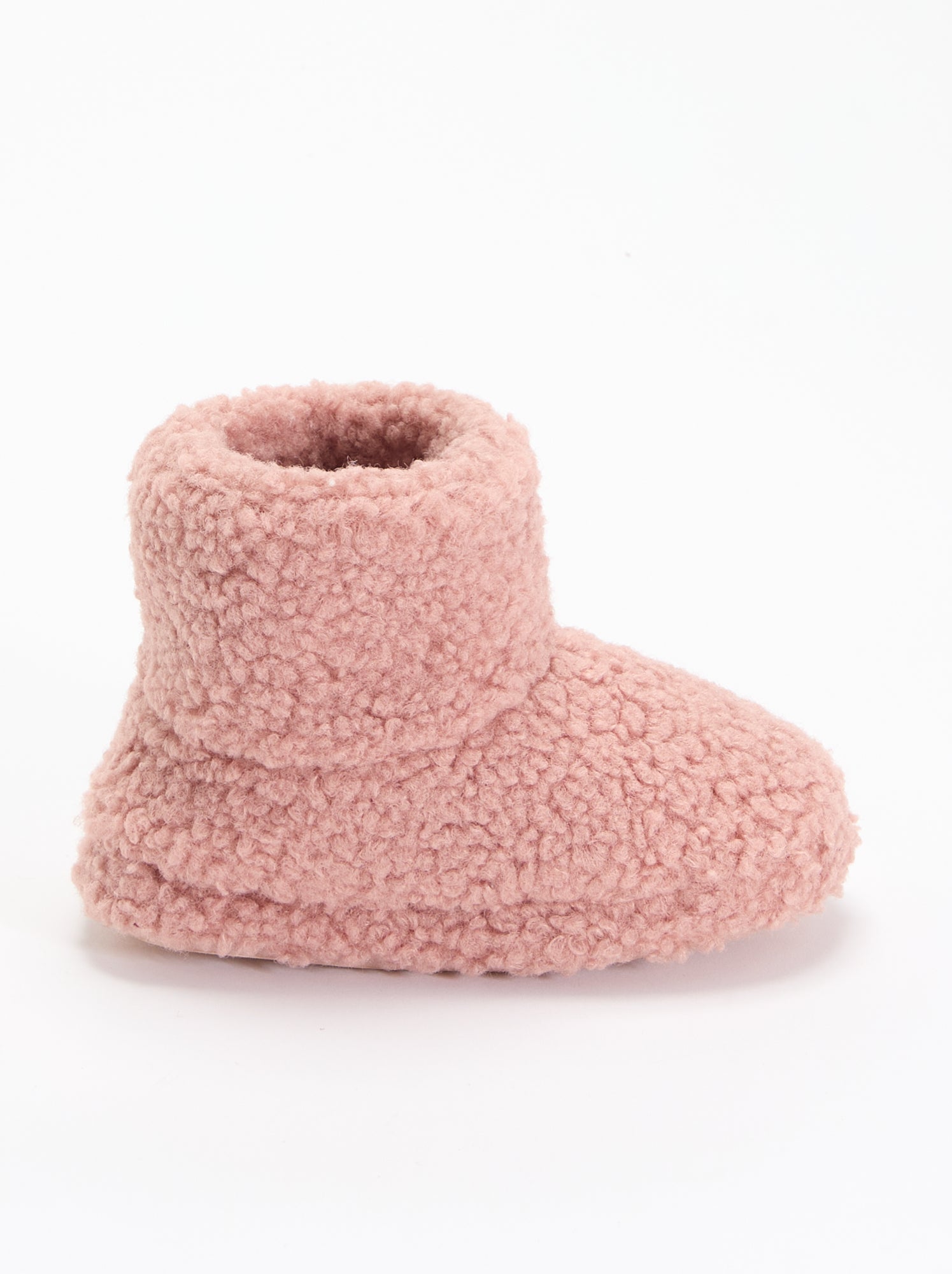 Chaussons boots effet moutonné - Rose