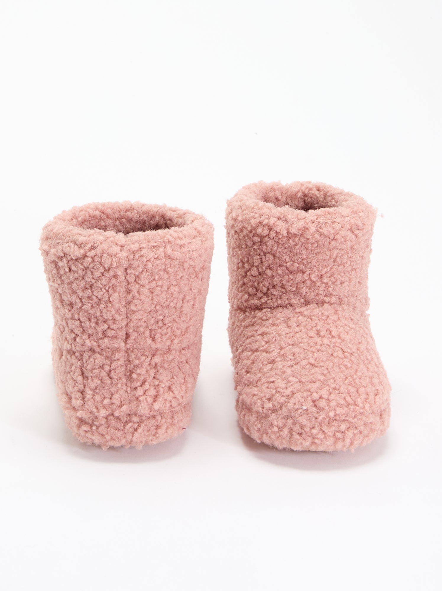 Chaussons boots effet moutonné - Rose