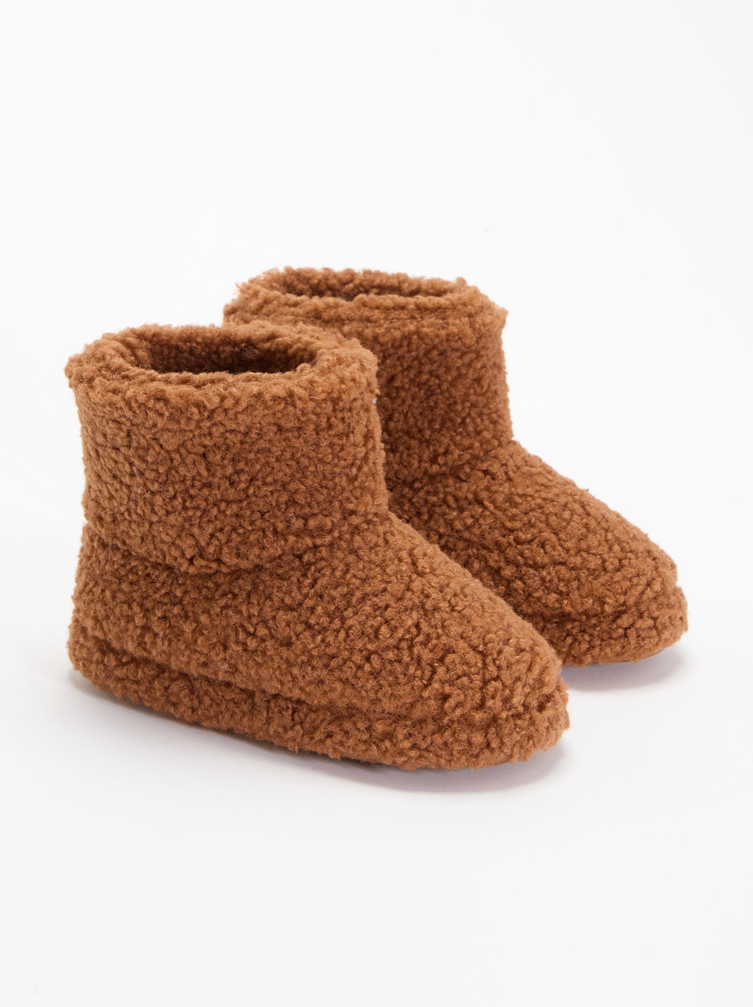 Chaussons boots effet moutonné - Rouge