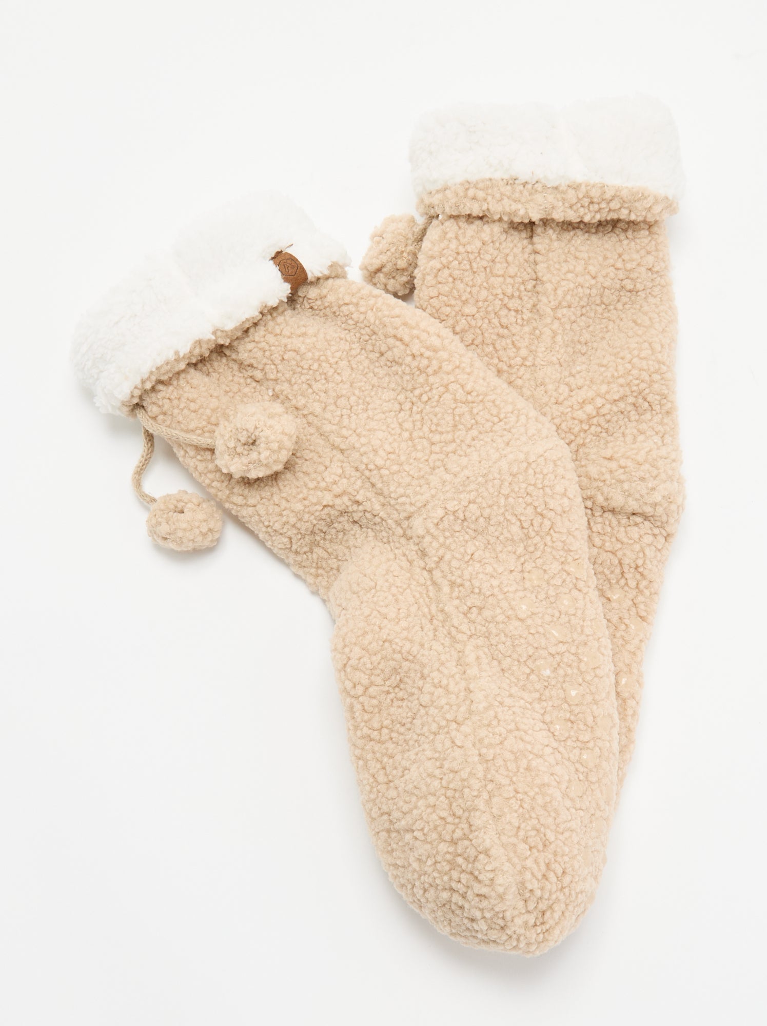 Chaussons chaussettes fourrés - Beige