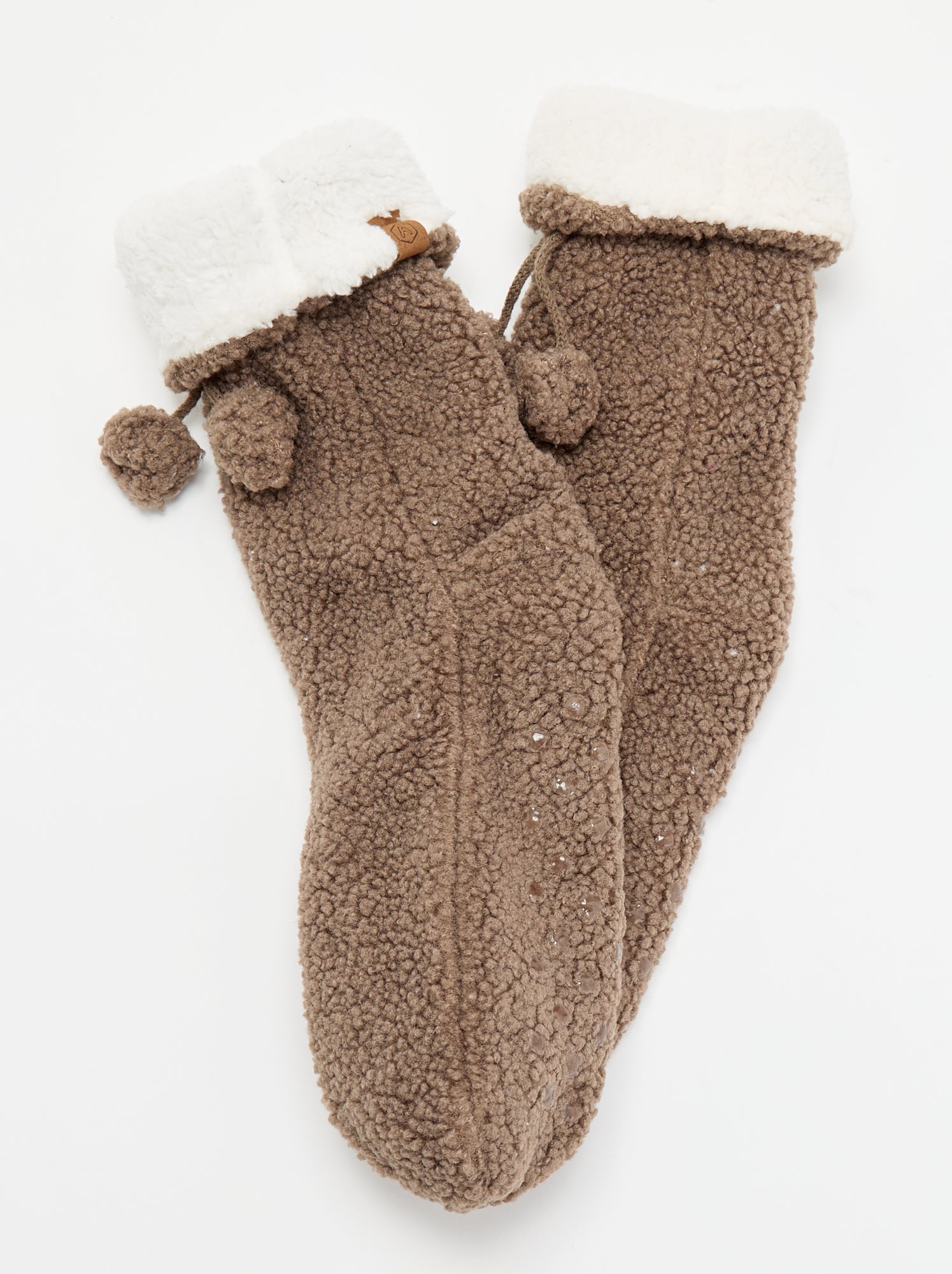 Chaussons chaussettes fourrés - Marron