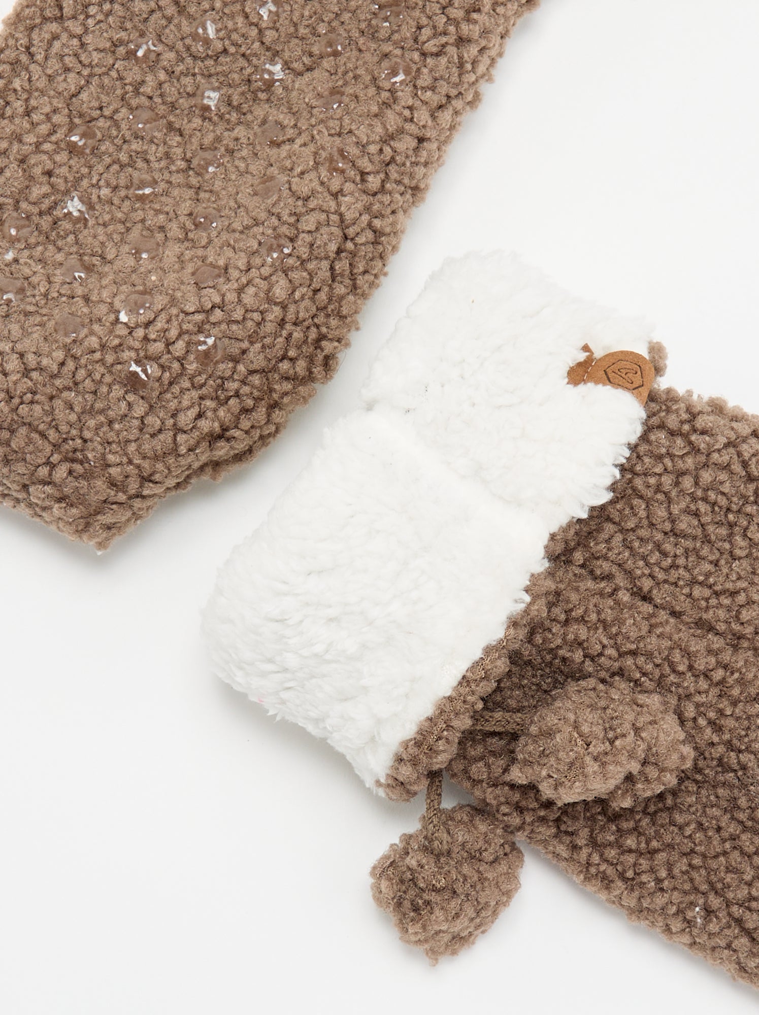 Chaussons chaussettes fourrés - Marron
