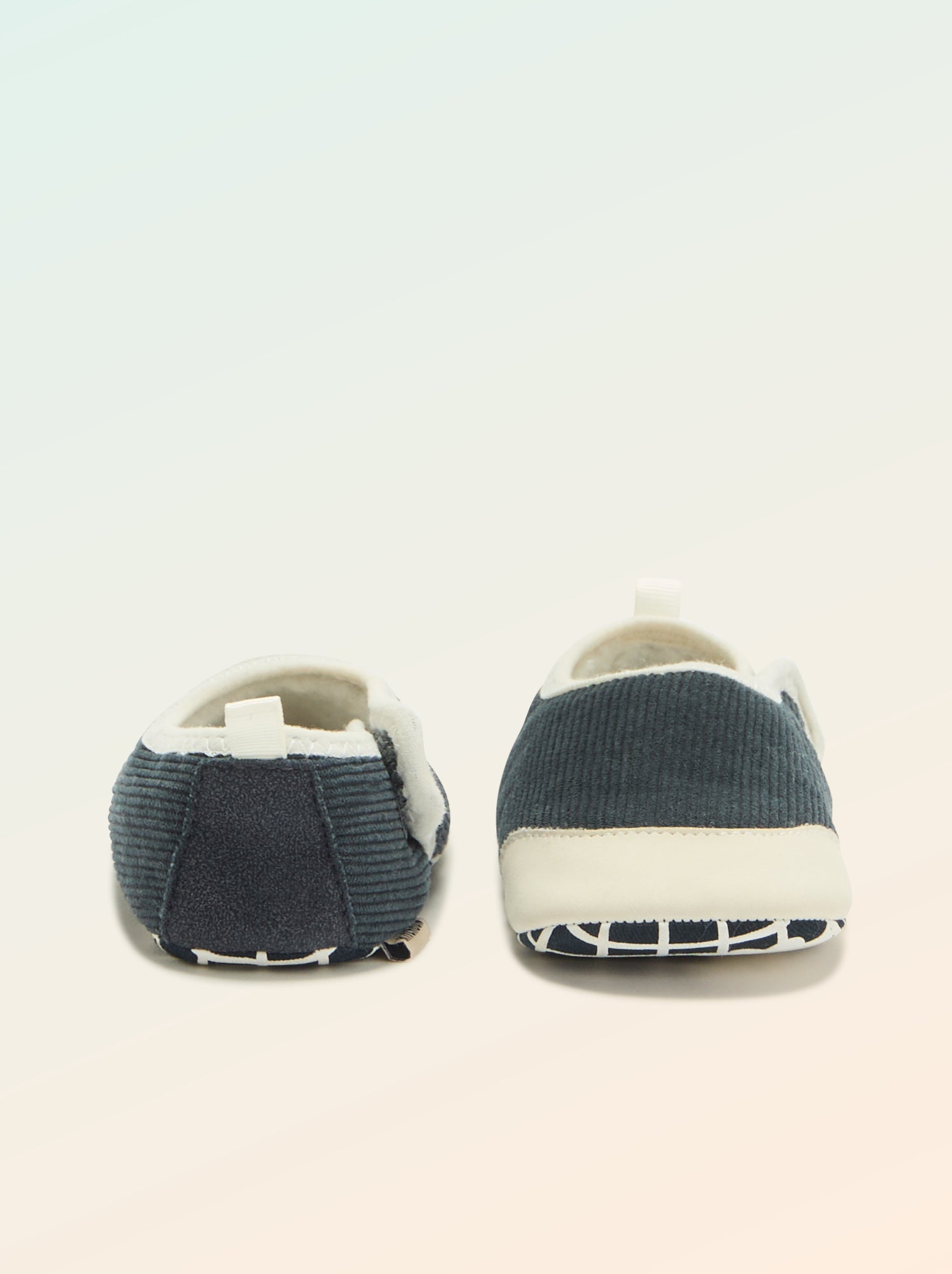 Chaussons côtelés à scratchs - 'Kitchoun' - Bleu