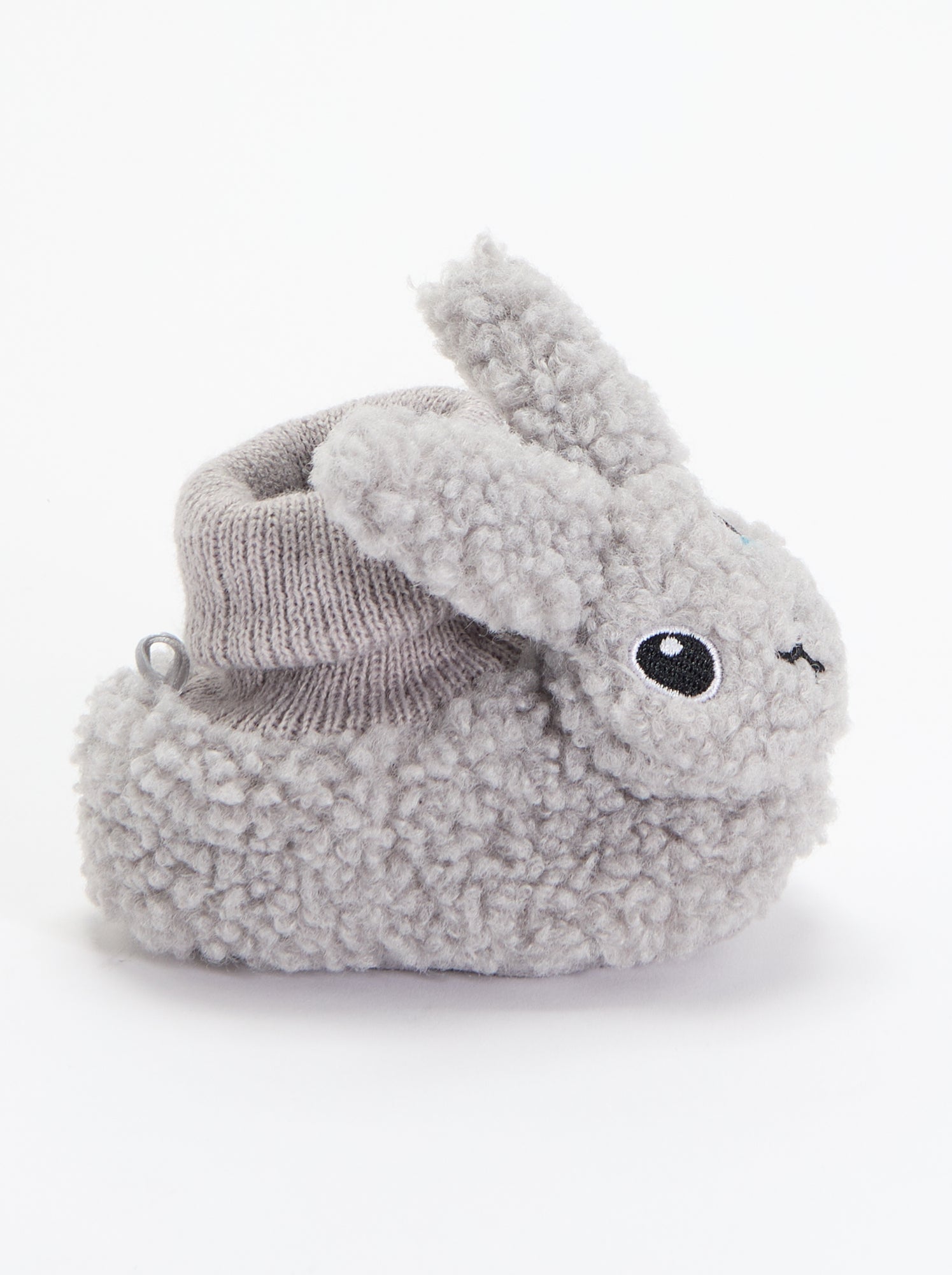 Chaussons effet moutonné avec tête d'animal - Gris
