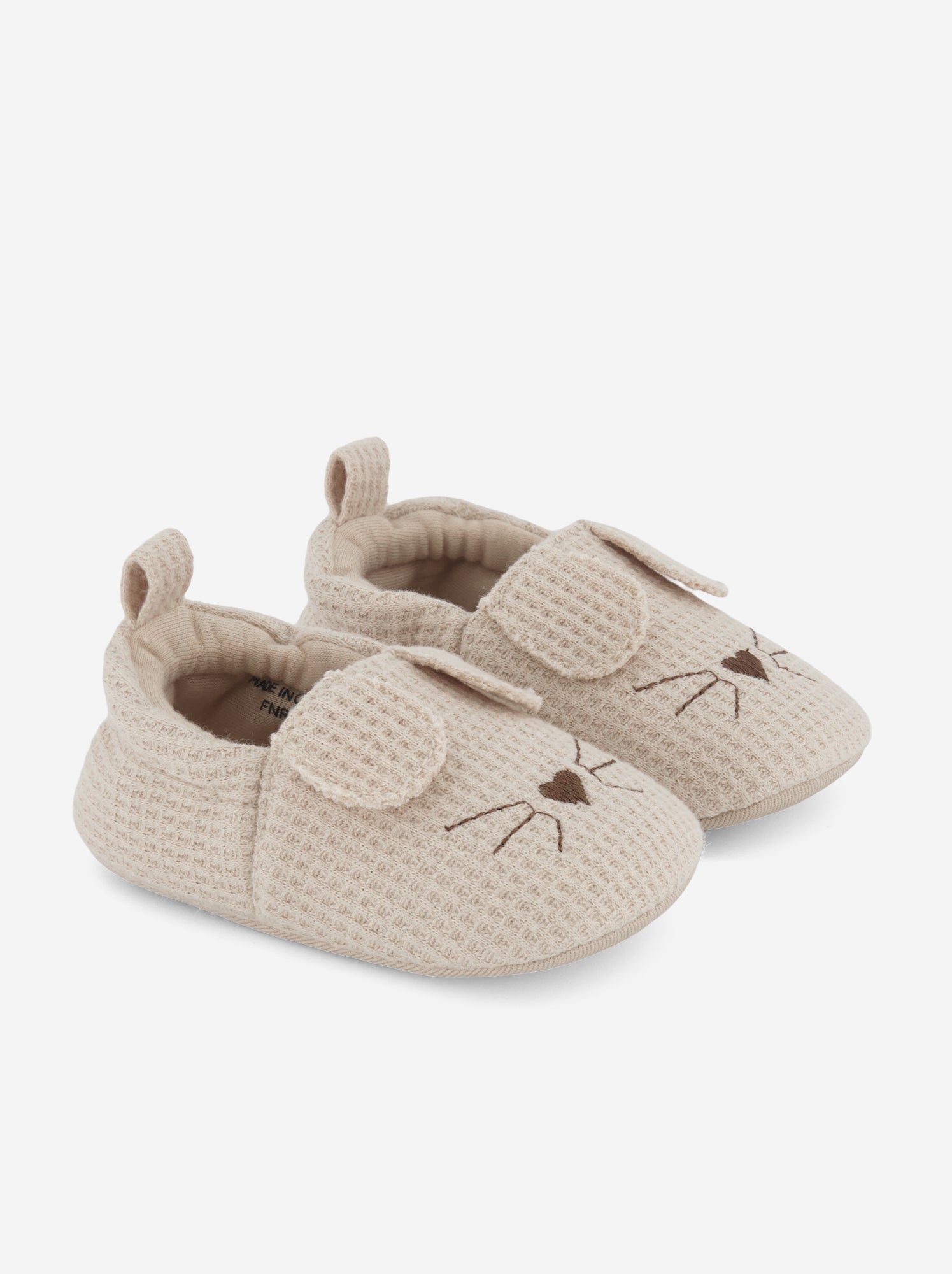 Chaussons en gaze de coton + oreilles animaux - Beige