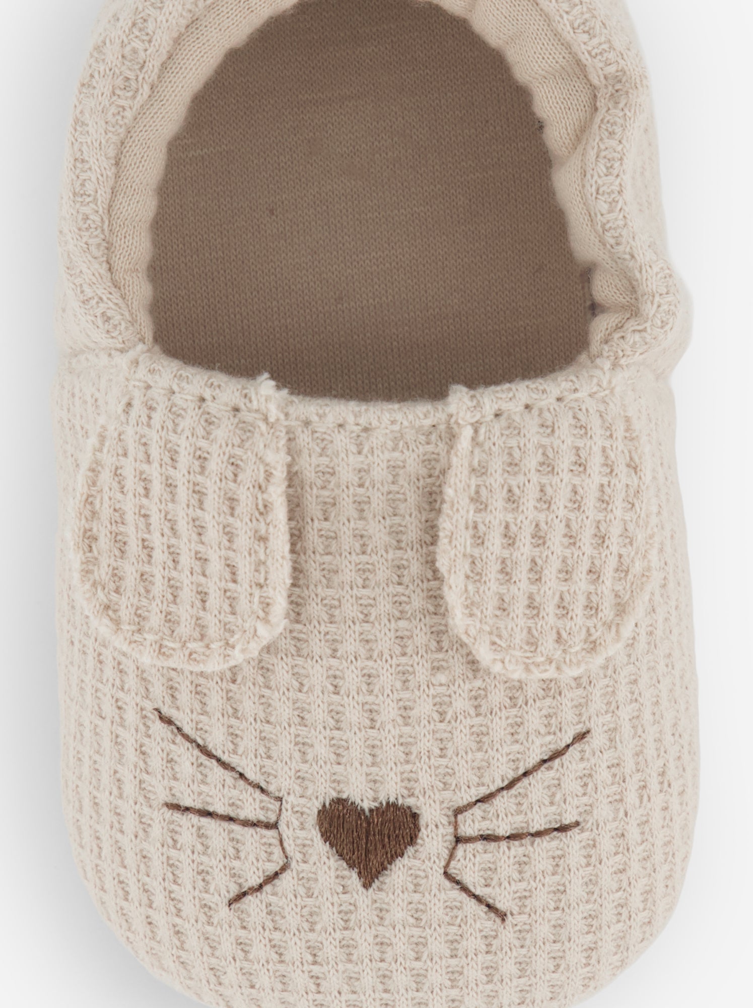 Chaussons en gaze de coton + oreilles animaux - Beige