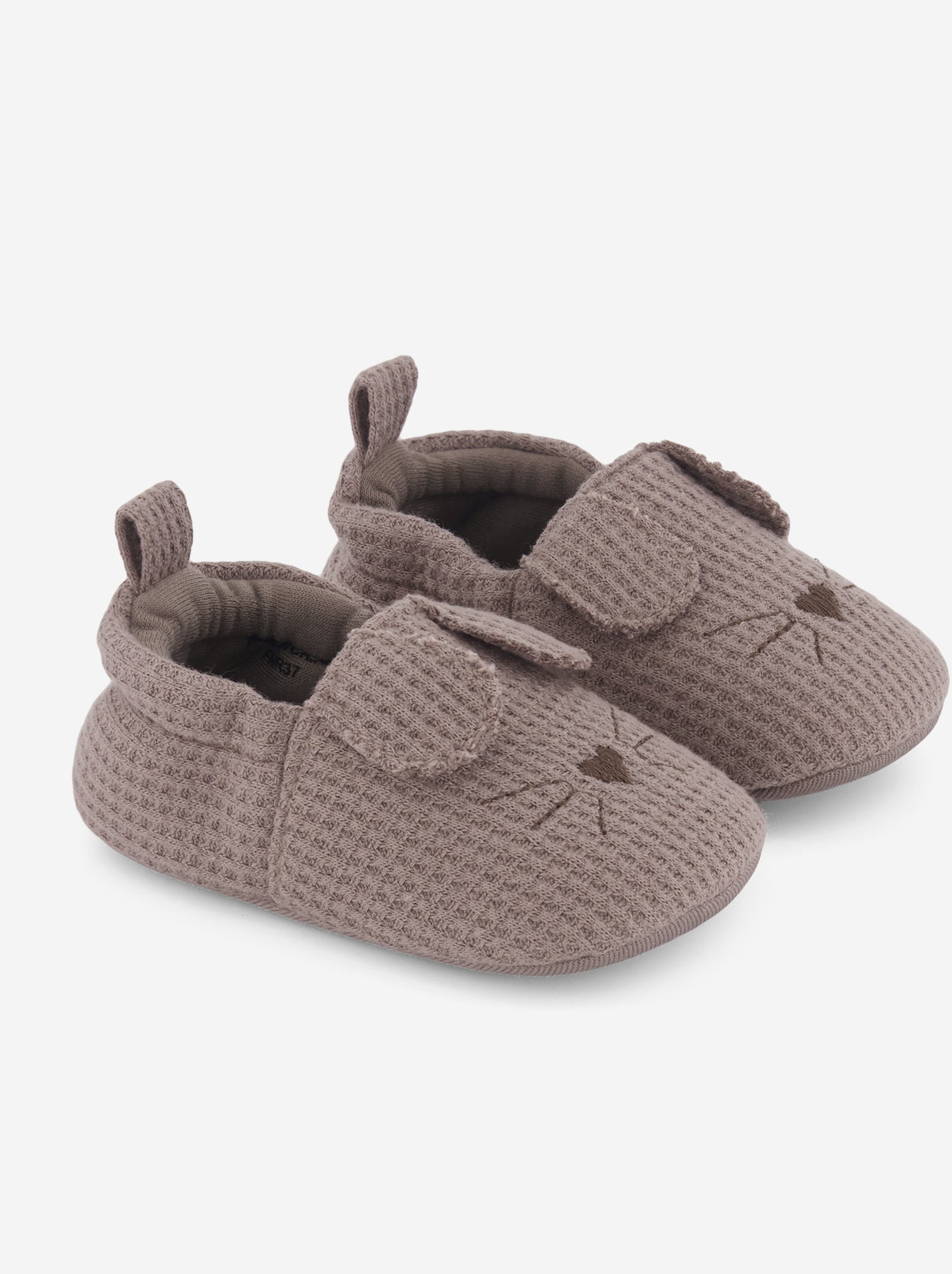 Chaussons en gaze de coton + oreilles animaux - Marron